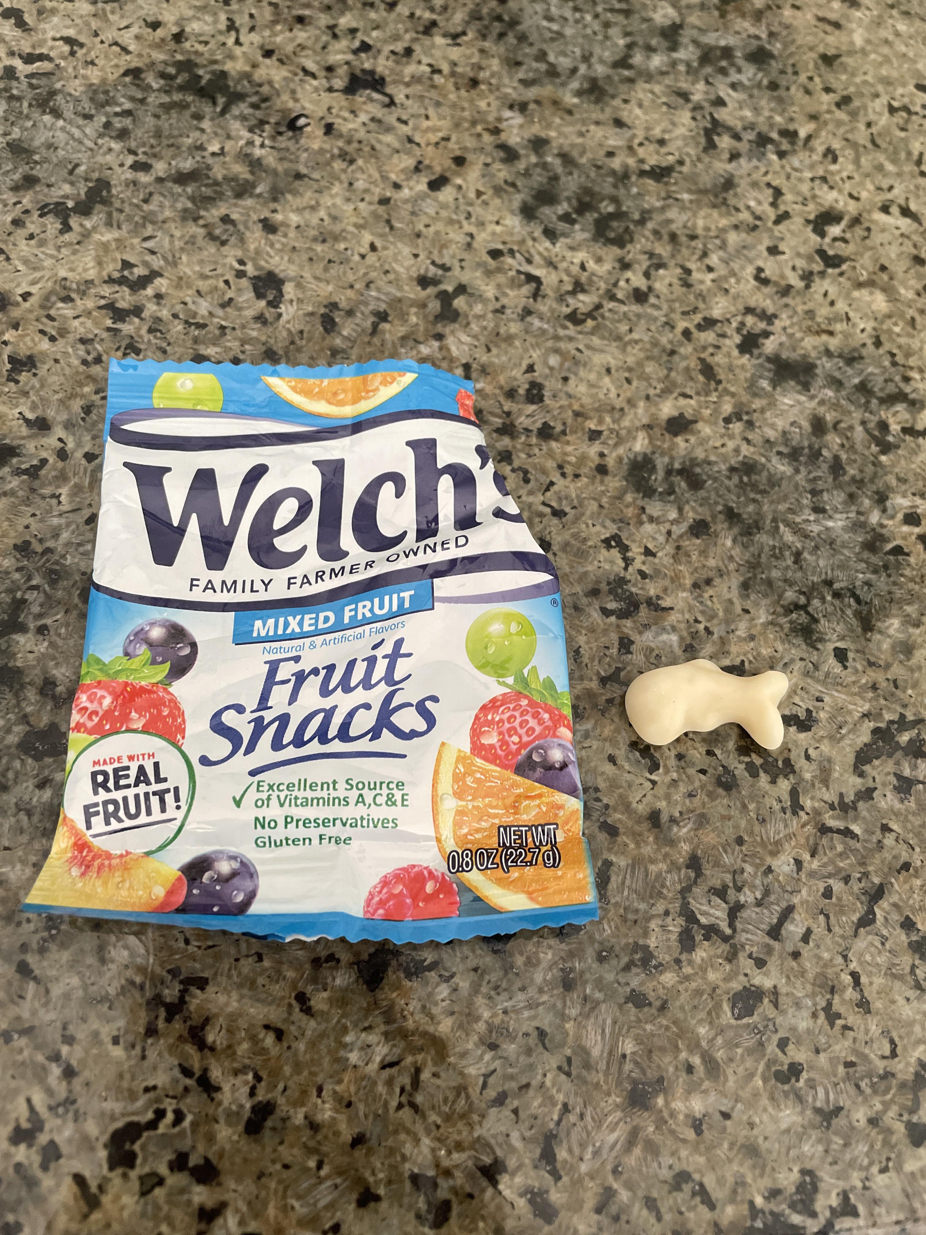 I found a whale gummy in my Welch’s Fruit snacks today.. Definitely not