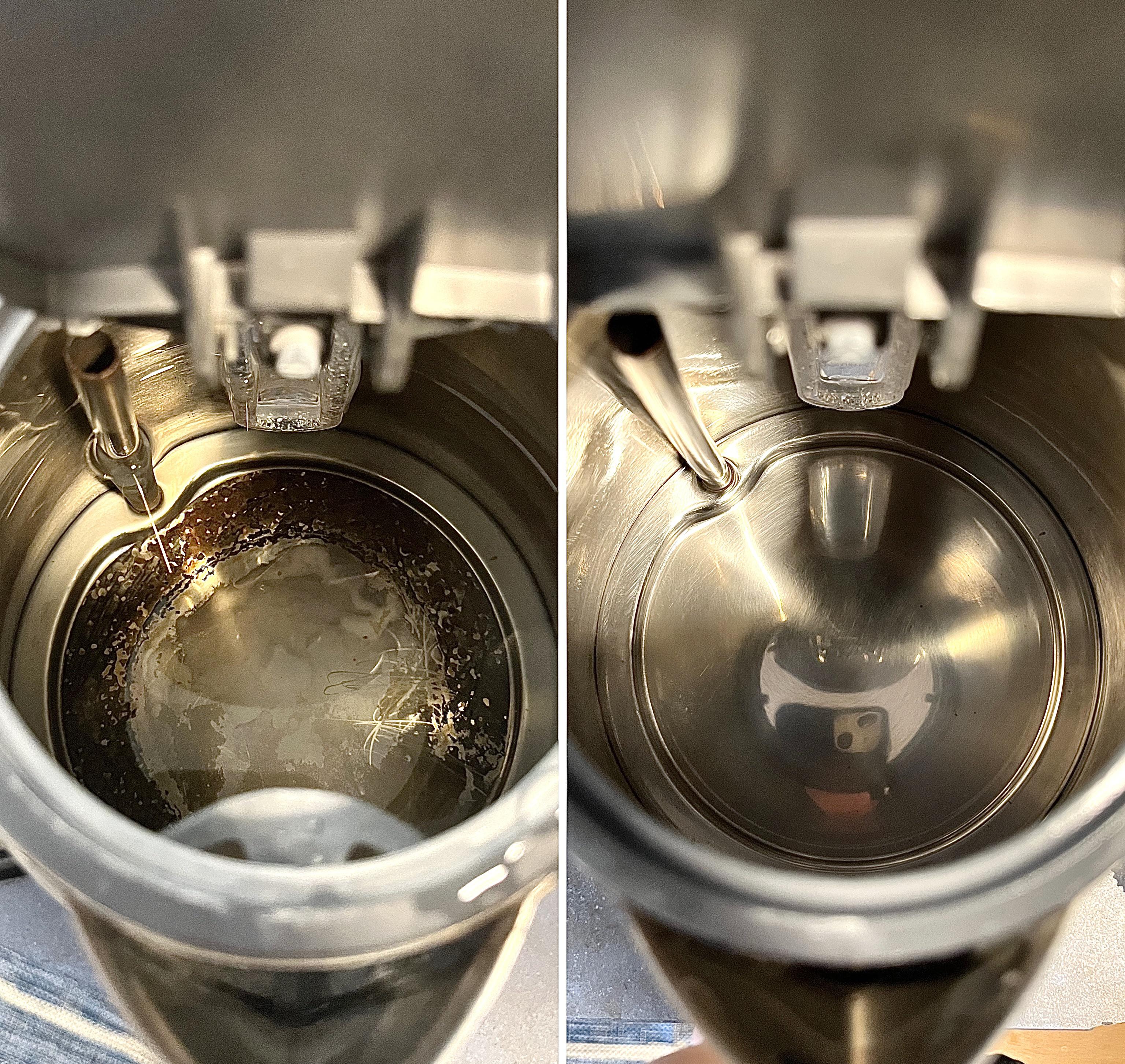 Before/after of my 10yearold electric kettle vinegar boil and BKF