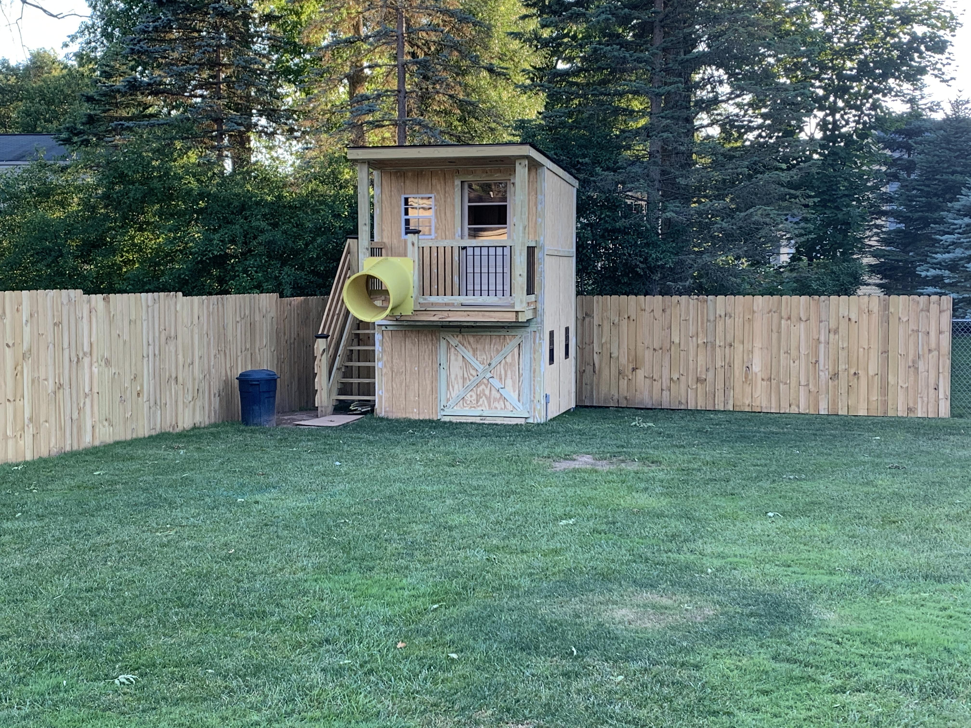 I’m building a playhouse for my daughter. The yellow tube to no where is the tube slide entry
