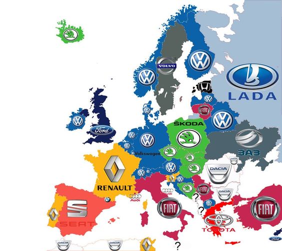 Most used car brands in Europe r/MapPorn