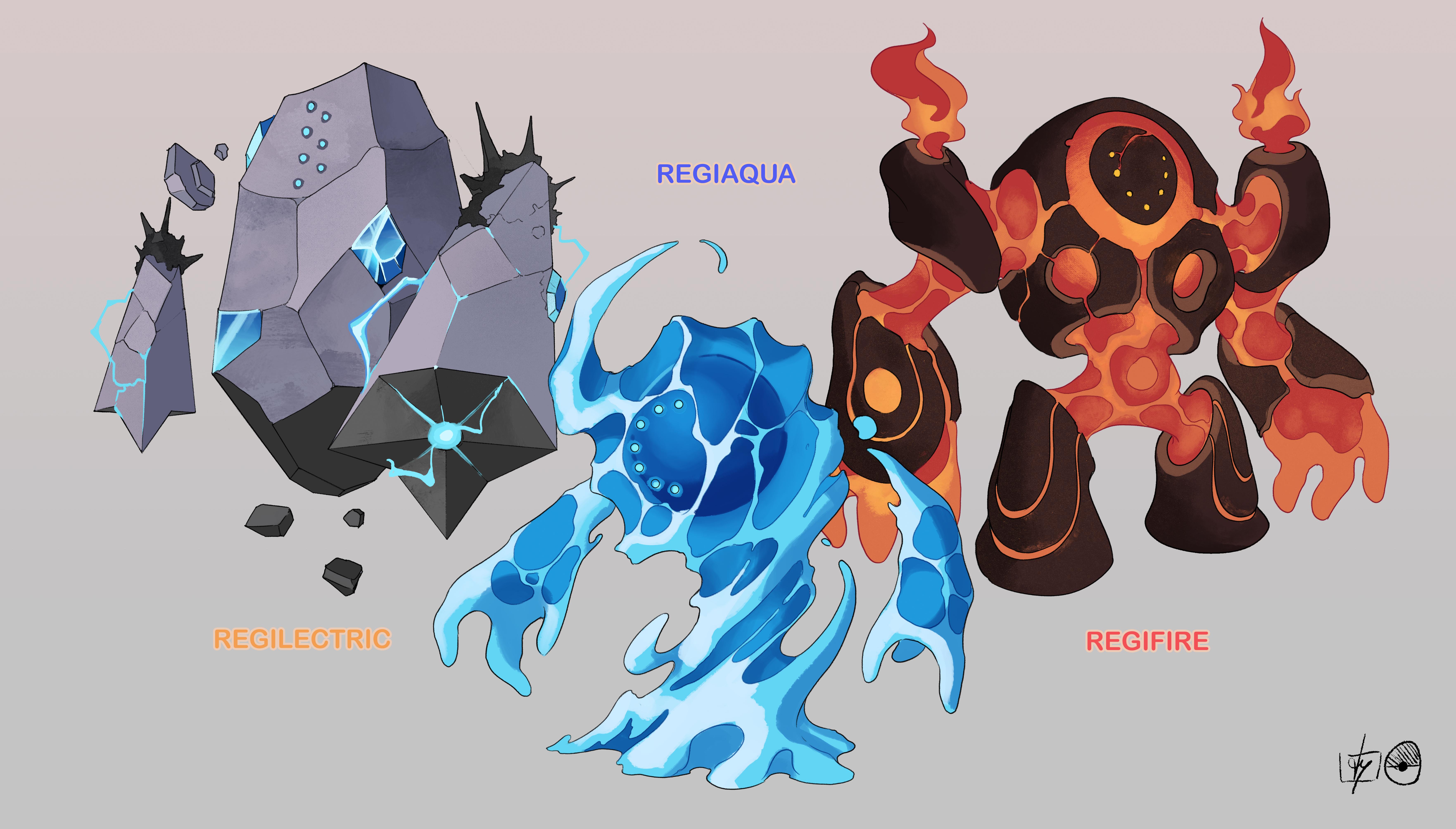Regilectric, Regiaqua and Regifire pokemon