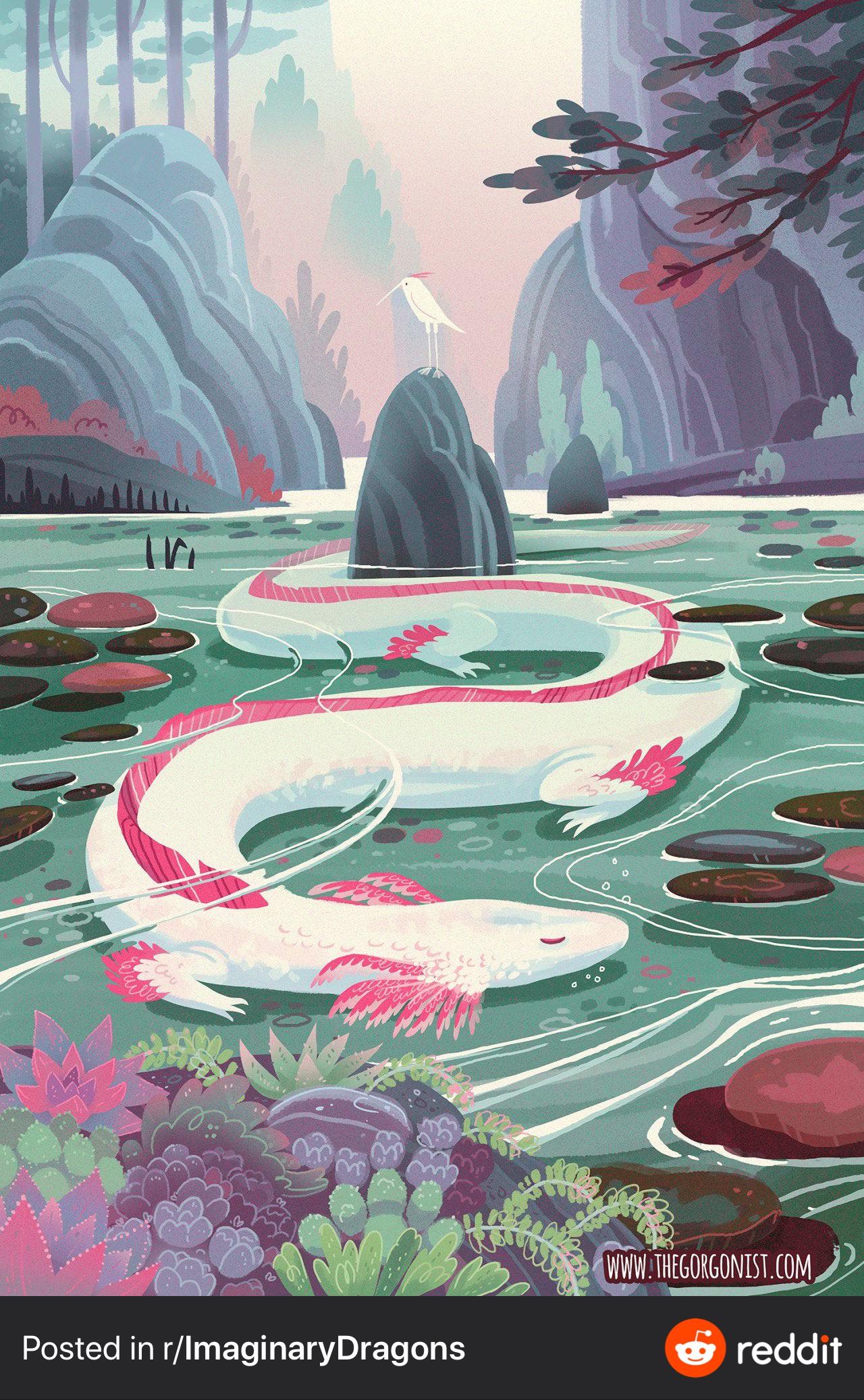 Axolotl dragon by Robin Robinson r/axolotls