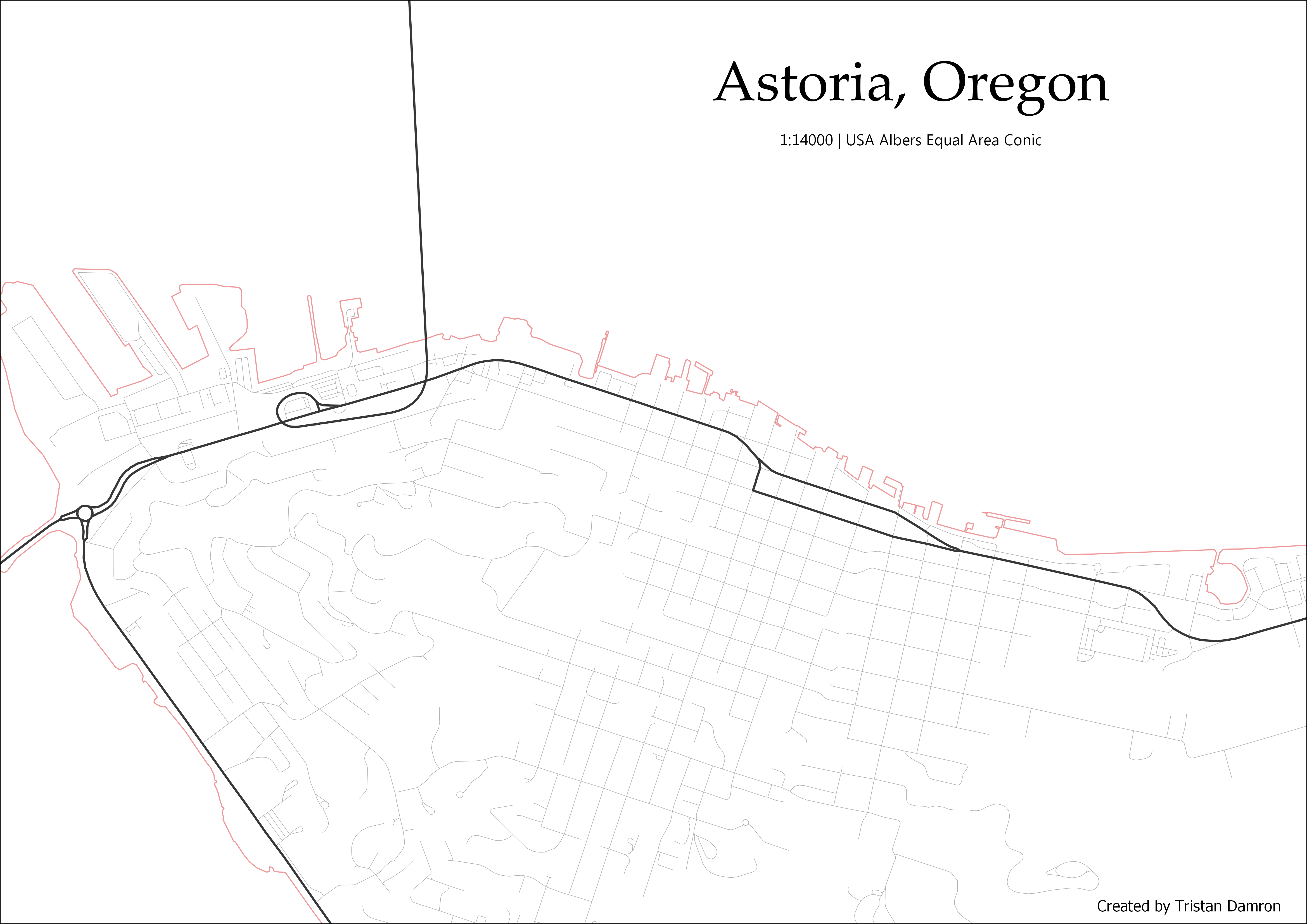 Astoria Oregon Map Cartoon Minimalist map of Astoria, Oregon I've been working on for the last
