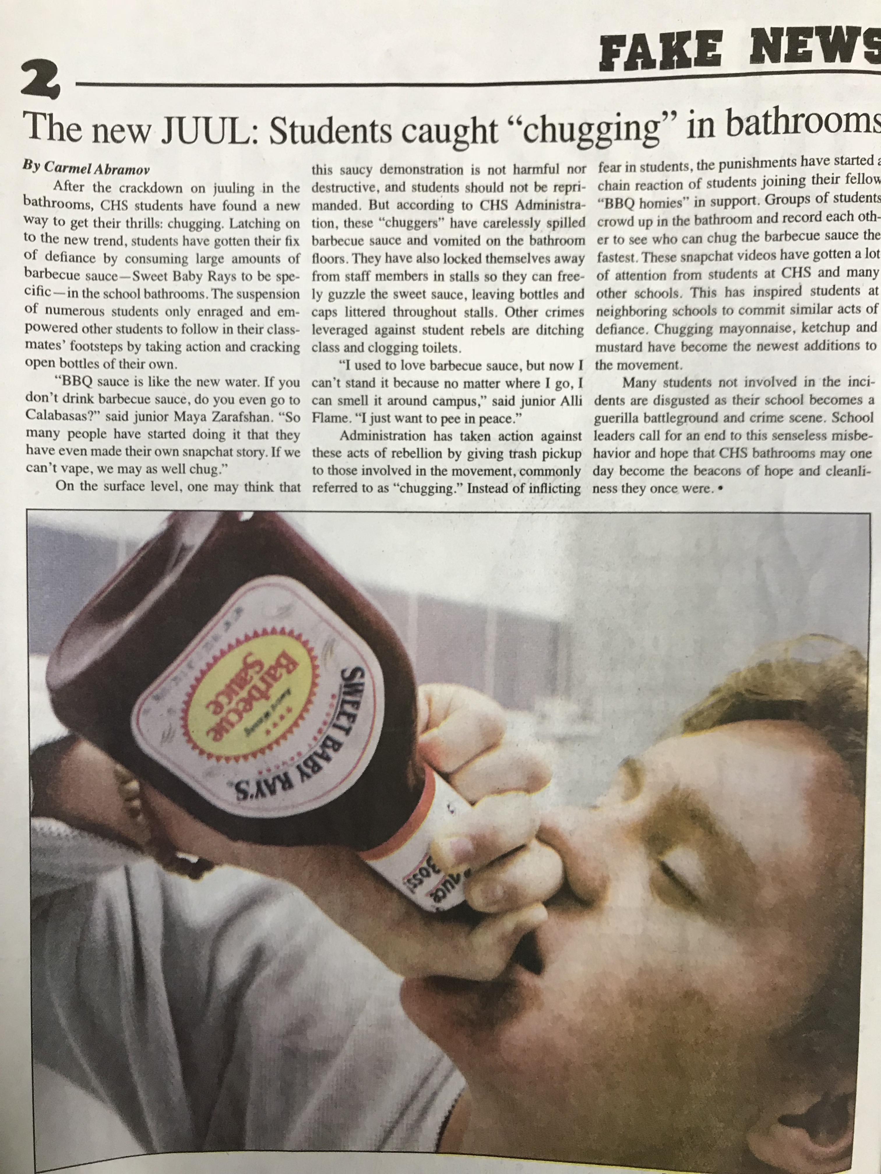 One of the funnier articles in my schools “Sarcastic” newspaper issue