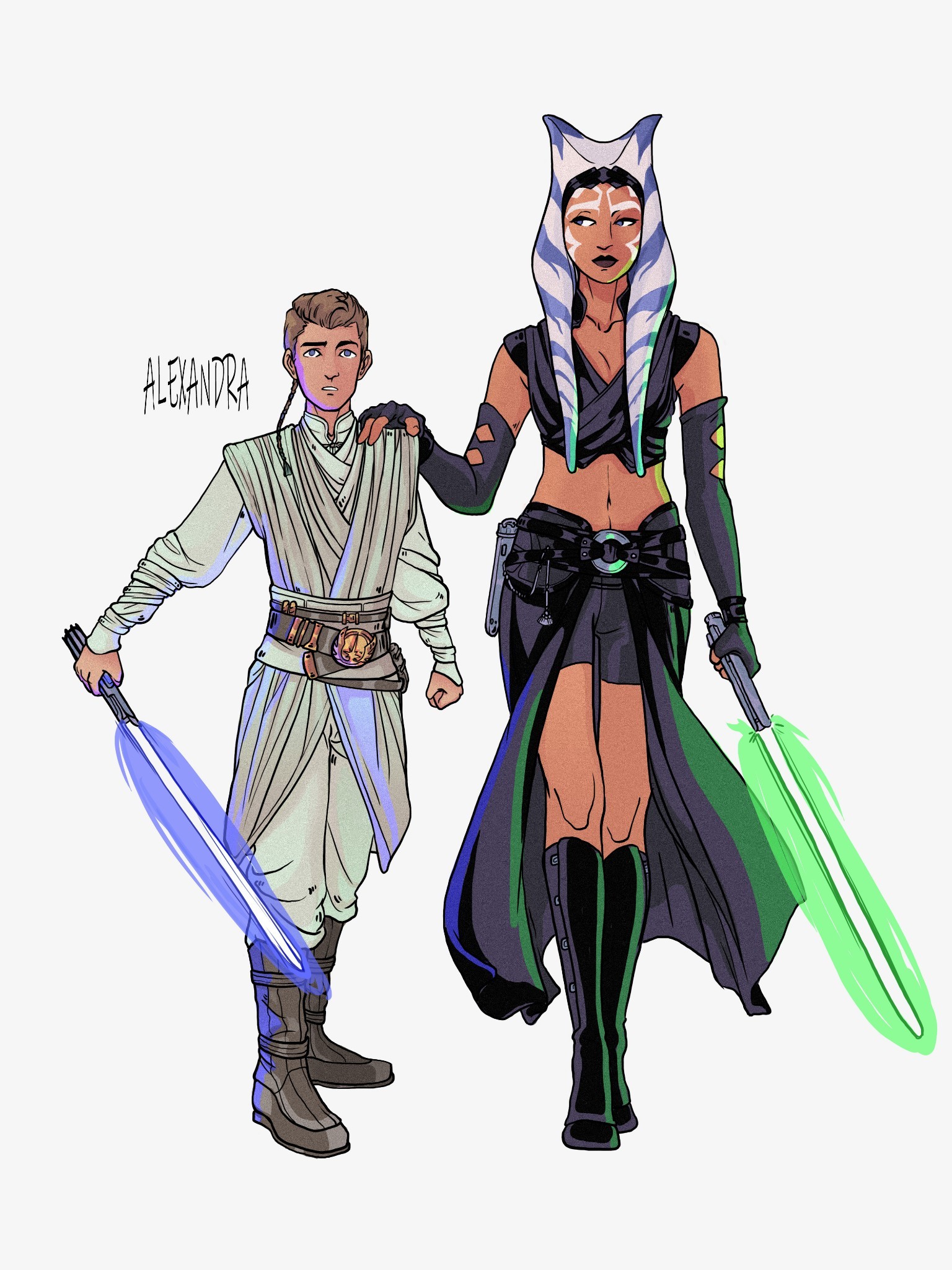 Padawan Anakin Skywalker and Jedi Knight Ahsoka Tano Star Wars the