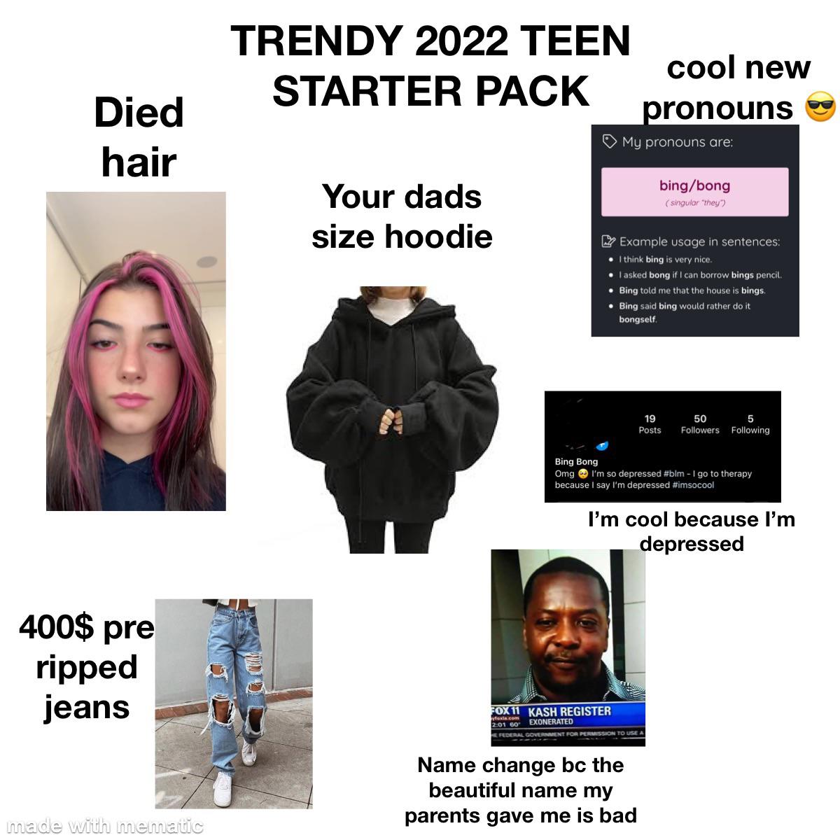 Trendy 2022 teenager starter pack r/starterpacks