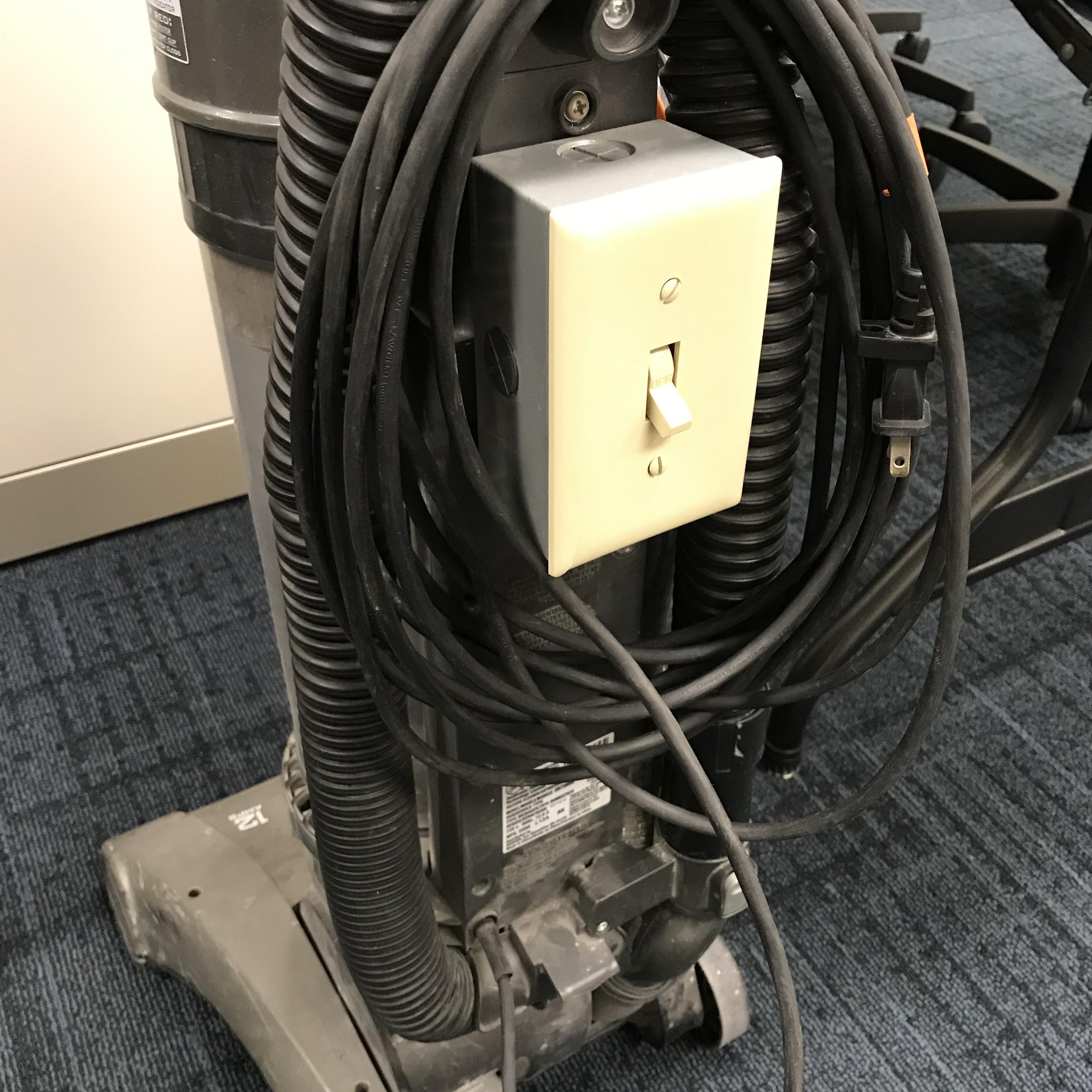 Electricians at my work hooked a toggle switch to this vacuum cleaner