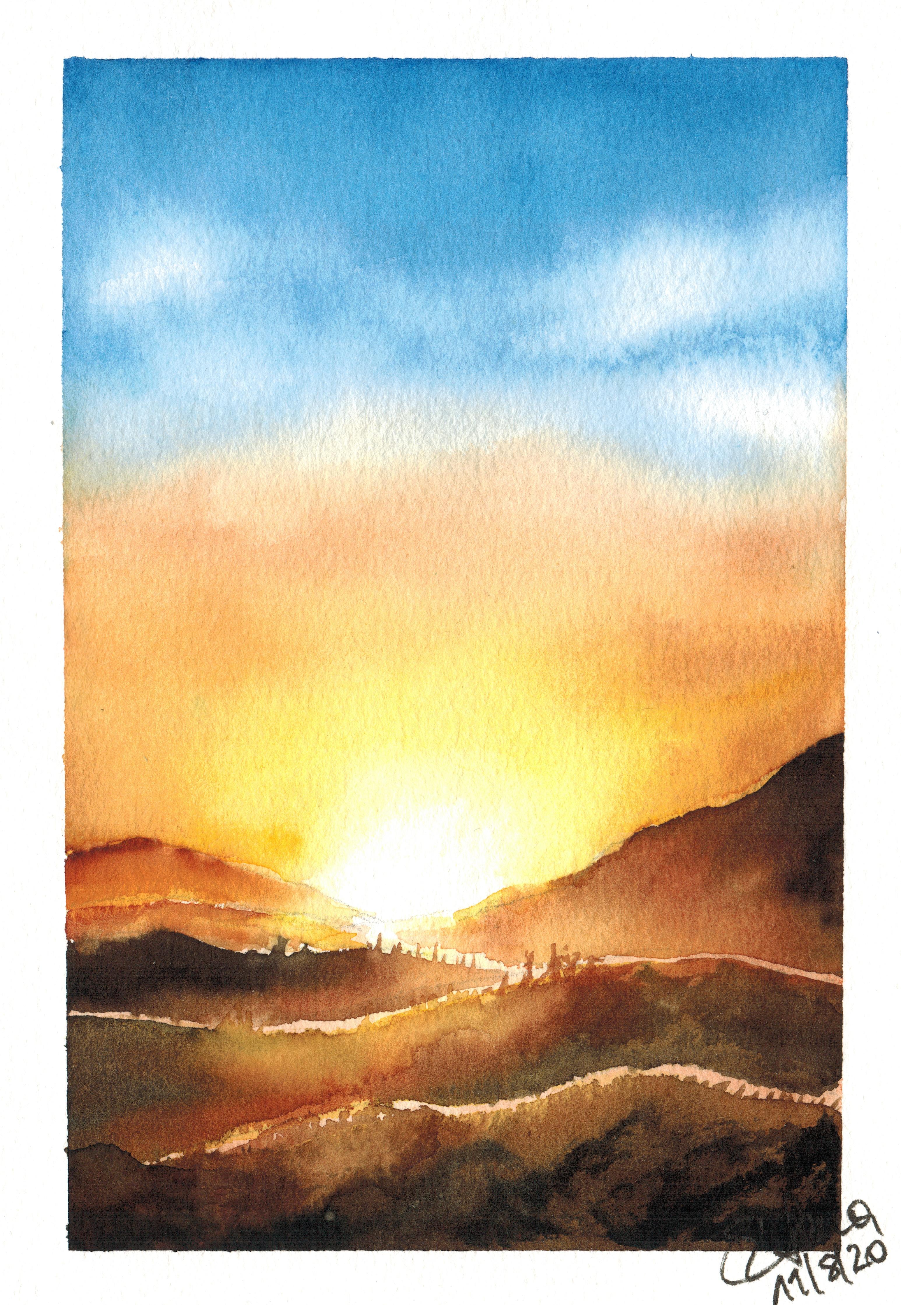 Mountain sunrise watercolor r/Watercolor