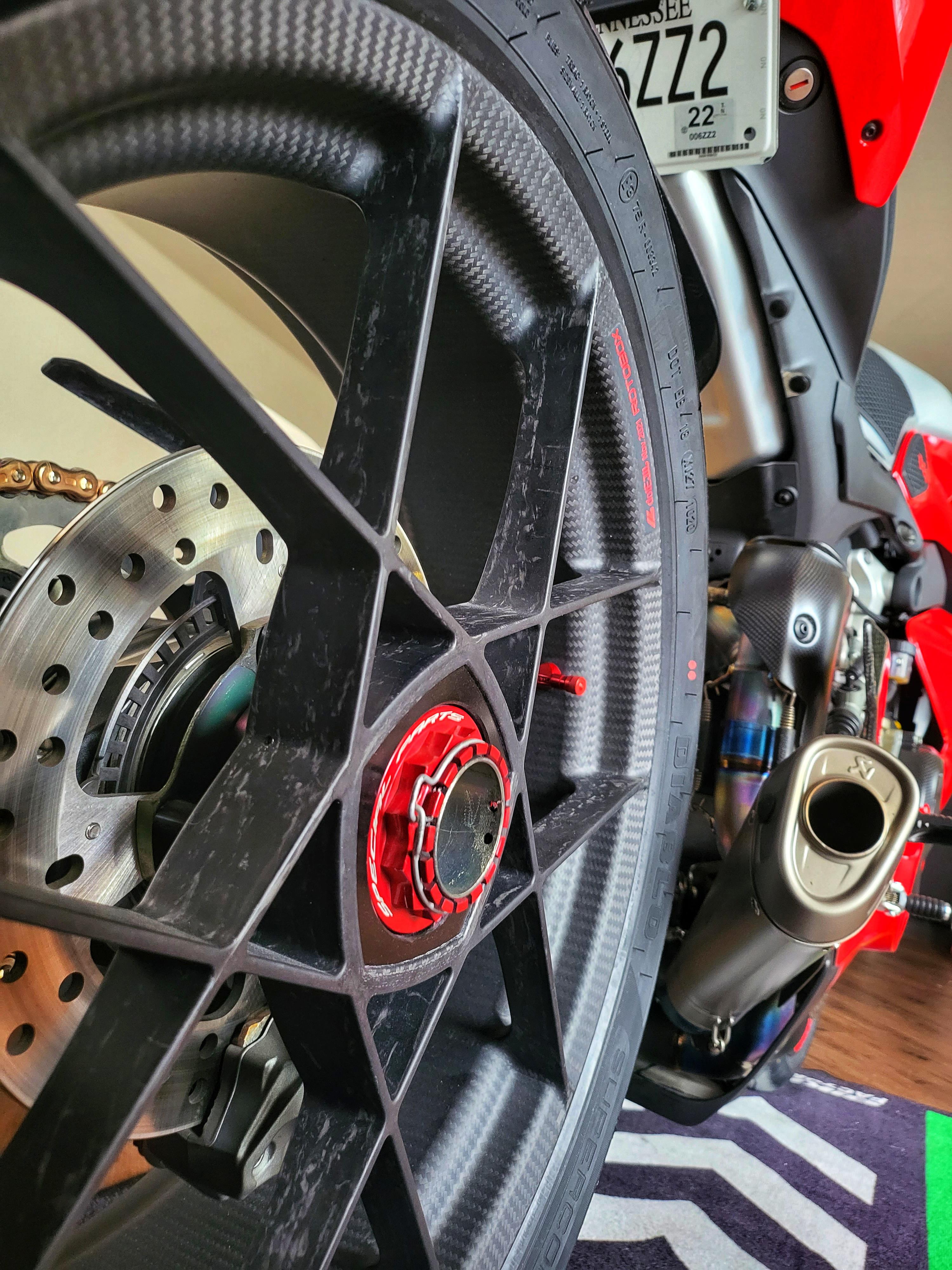Close up of my Carbon Rotobox wheels on my '20 Ducati Panigale V4R
