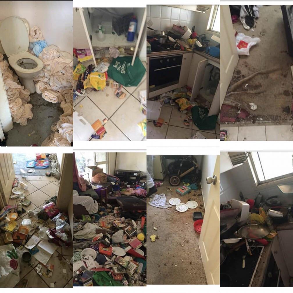 More pics of the trashed rental property, this time with added adult