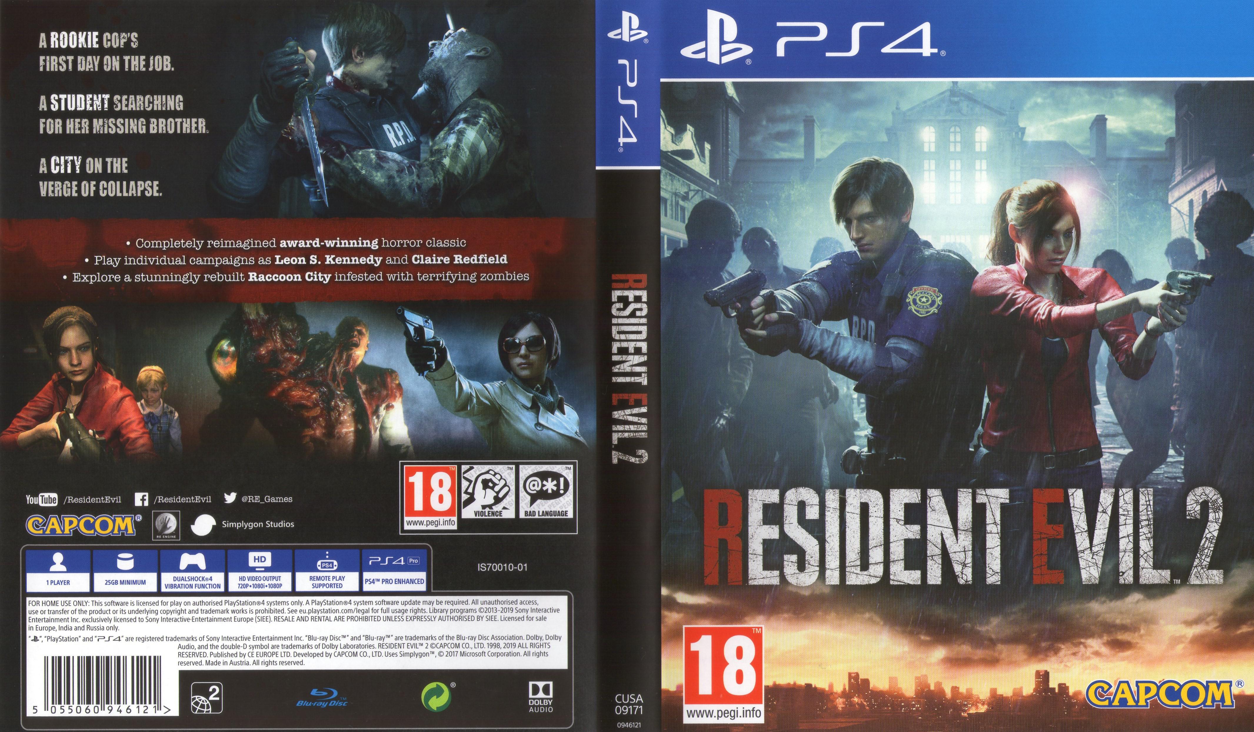 [PS4] Resident Evil 2 [PAL] r/VideoGameRetailCovers