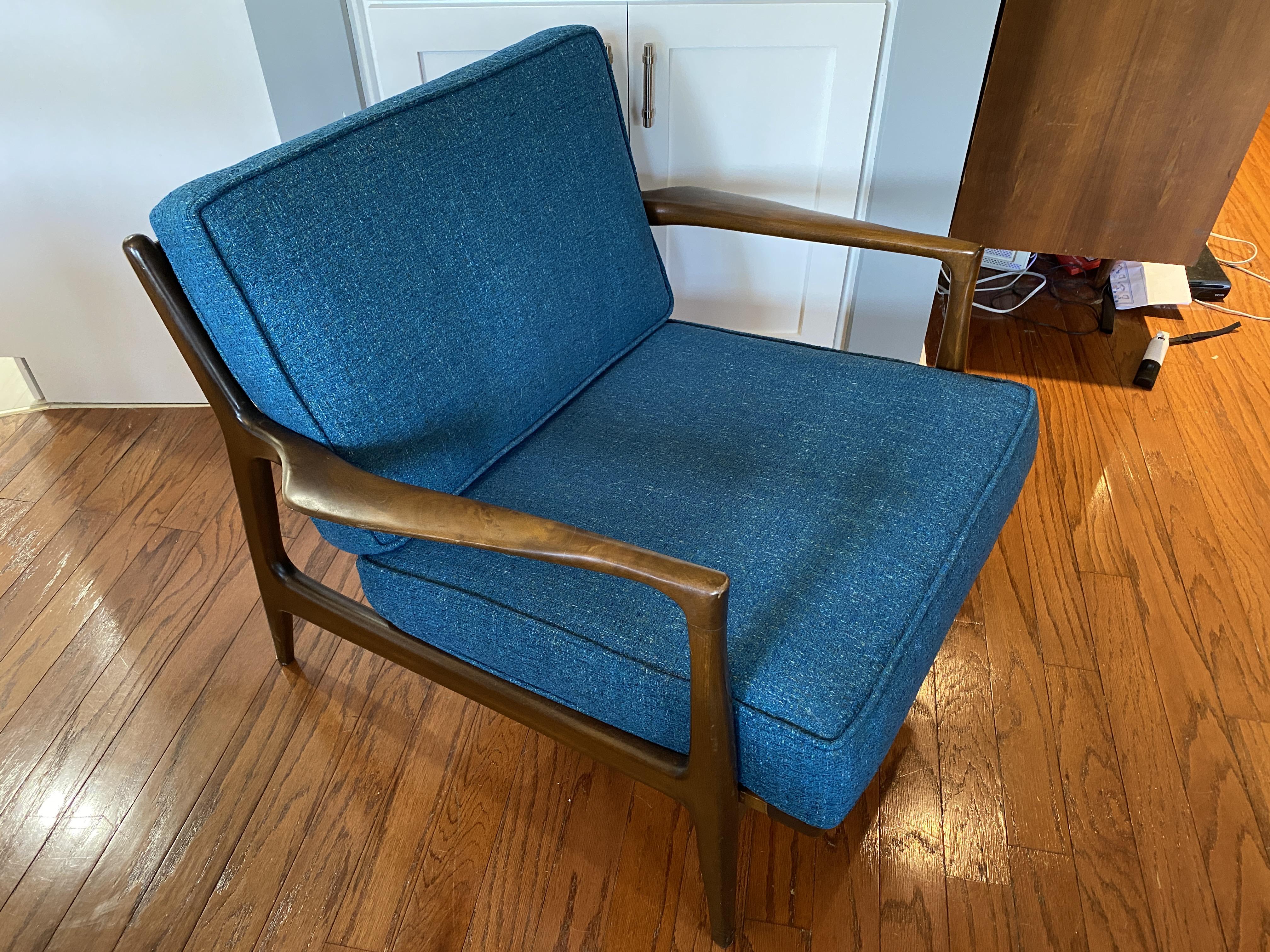 Reupholstered Ib Kofod Larsen lounge chair by Selig Mid_Century