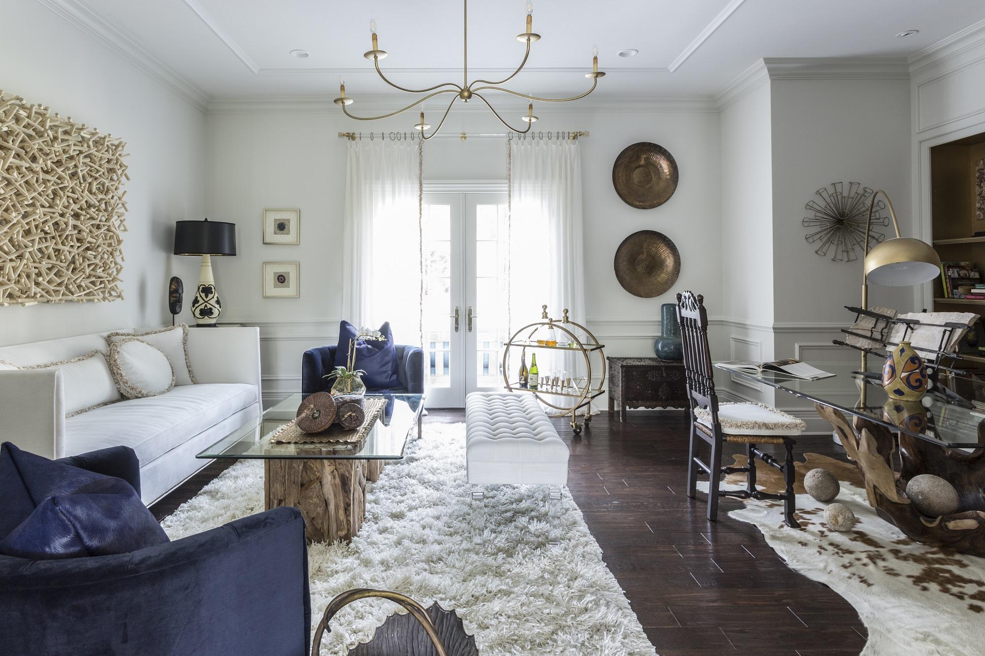 A hip fusion inspired interior design of a living room in New Jersey