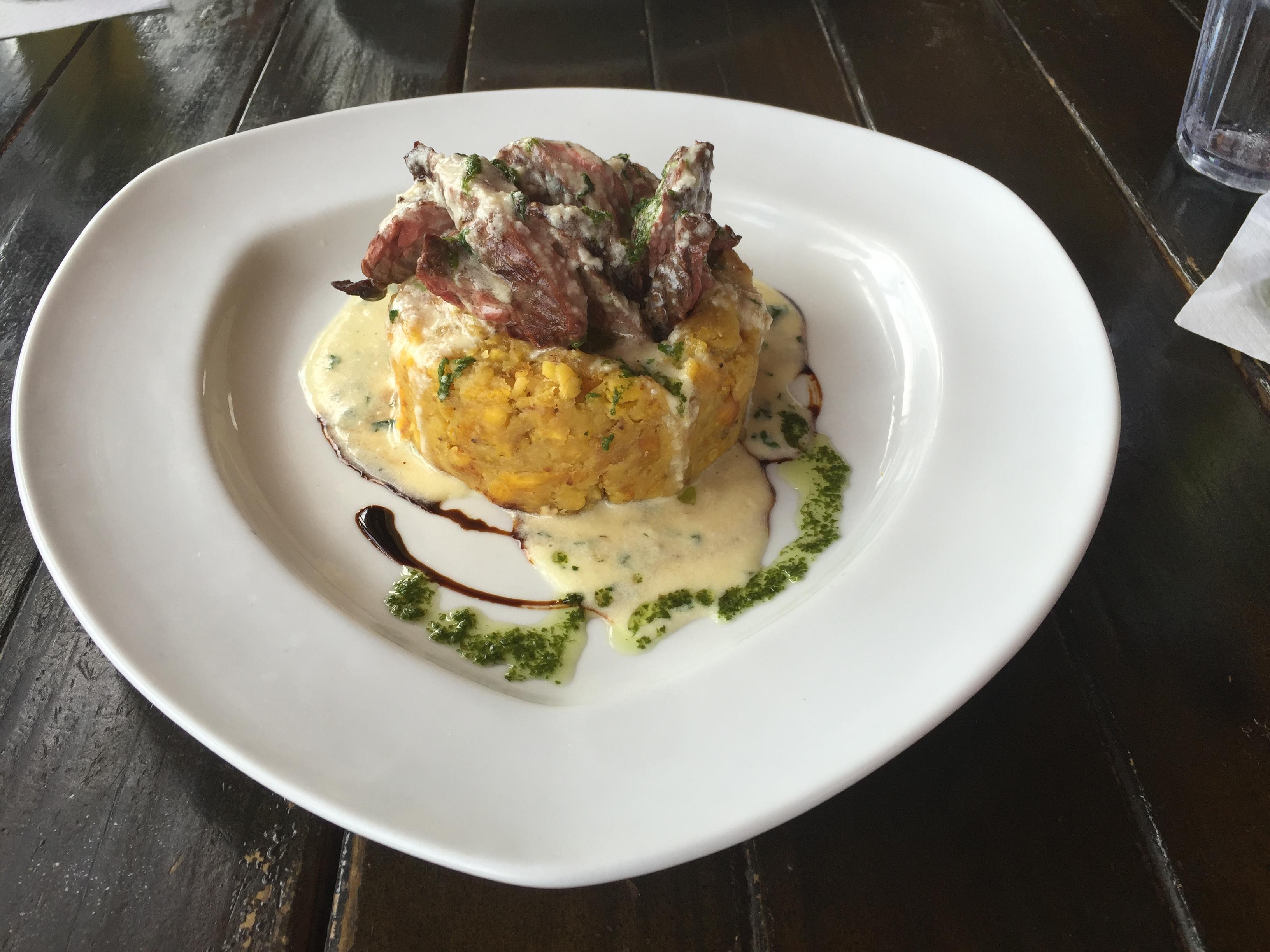 Skirt Steak Mofongo with Garlic Sauce in Old San Juan, Puerto Rico [OC