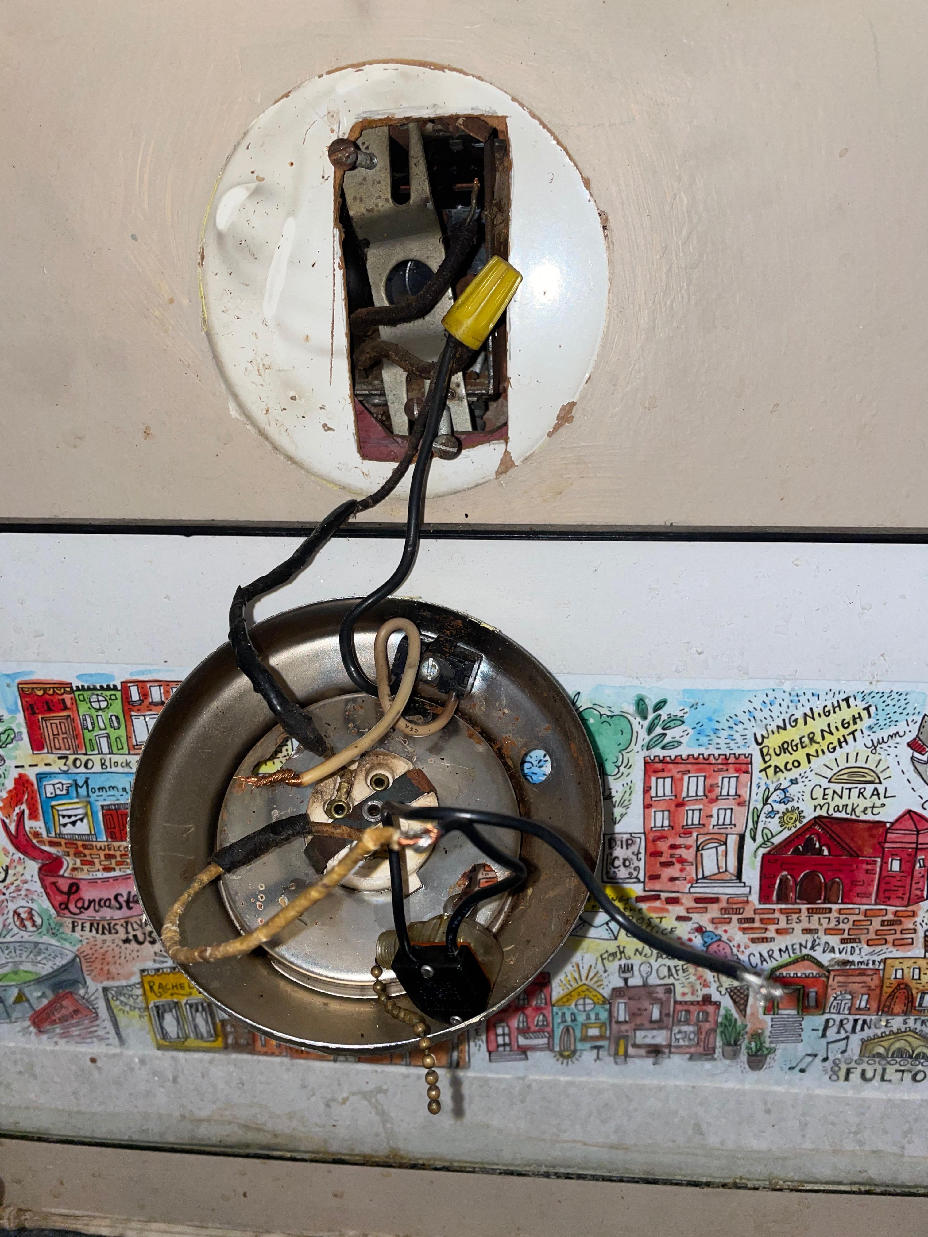 My kitchen light fixture fell apart. Help a lady fix it? r/electricians