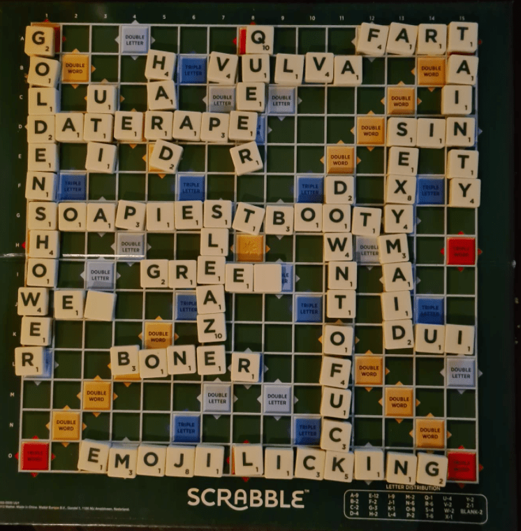 Challenge Work as a team. Use every letter in the bag. Words must be vulgar, taboo or offensive