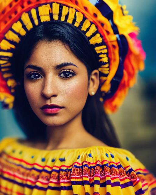 Portrait of a beautiful Mexican girl in a traditional dress r/midjourney