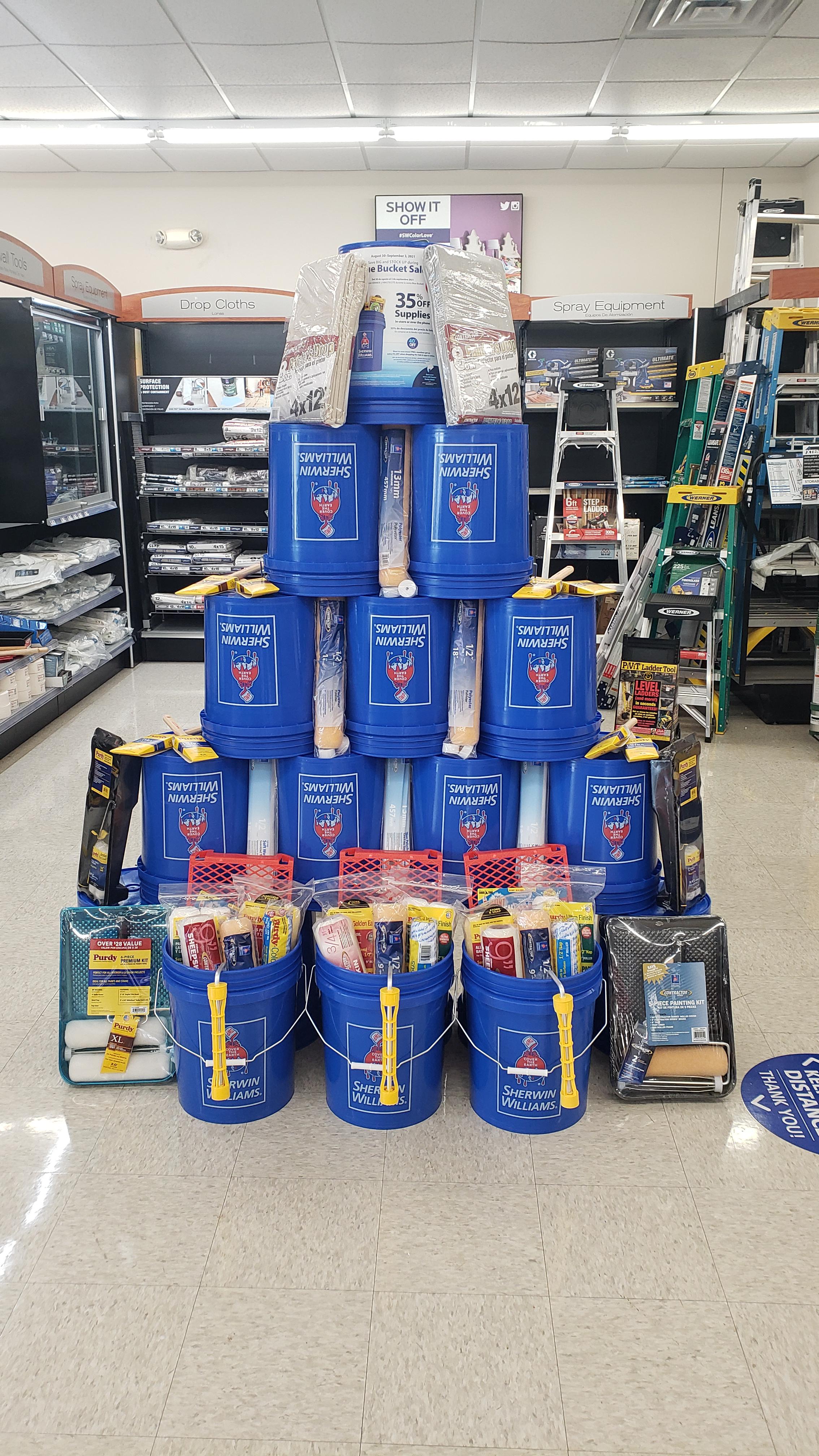 Here's my display for the Blue Bucket Sale! Don't have a lot of floor