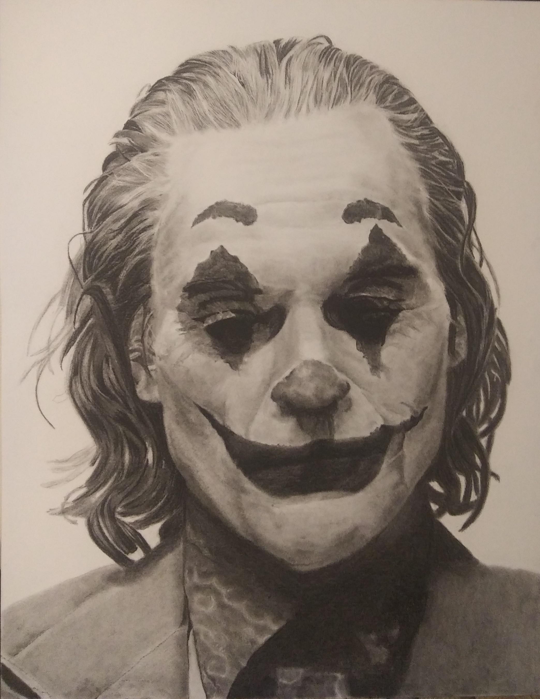 Charcoal drawing of the Joker. r/drawing