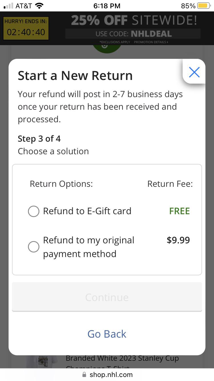 Fanatics with a 10 fee if you want your refund sent back to your