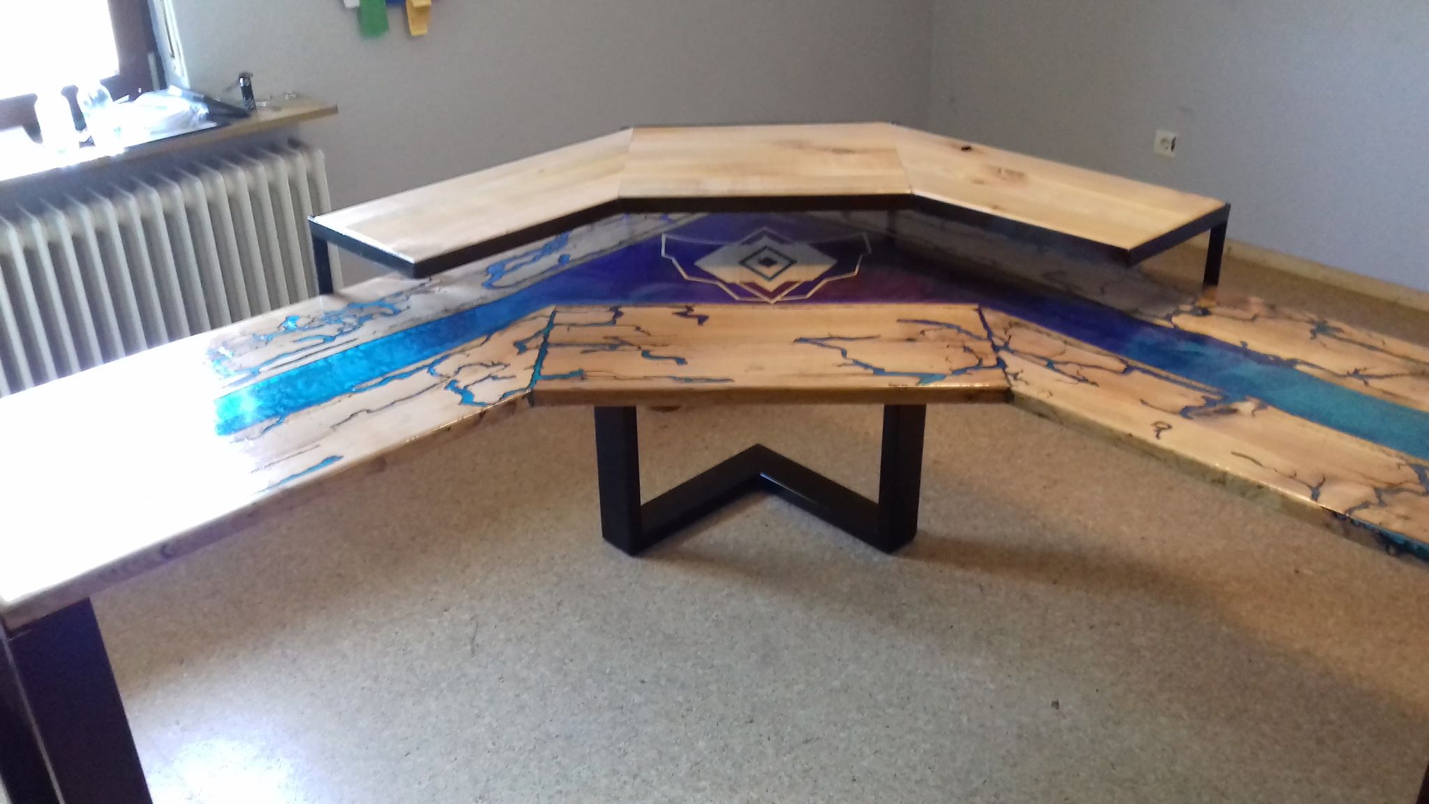 Finally done building my very own Rocket league themed Resin River desk