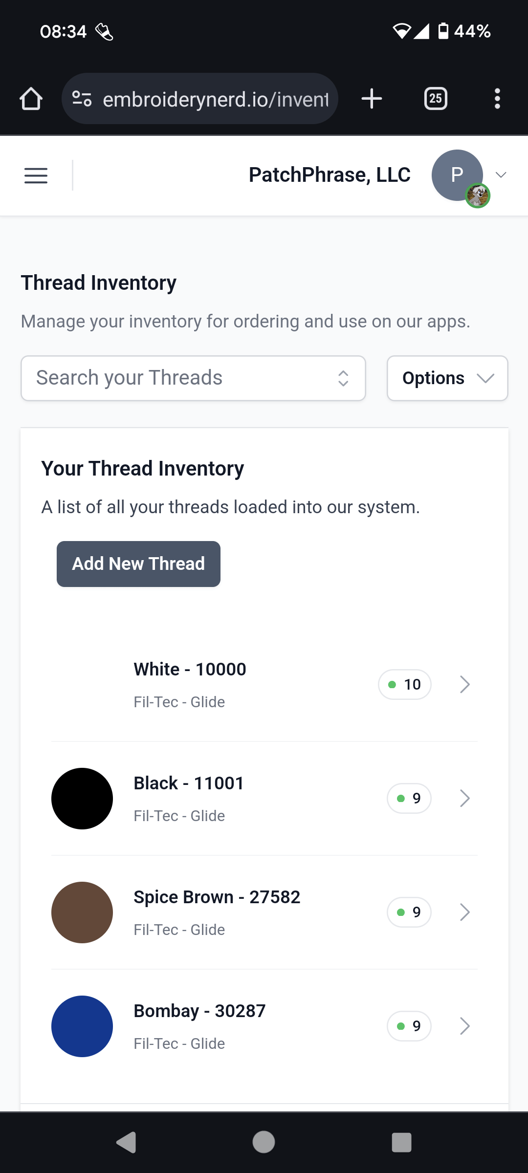 Thread Inventory and Color Matching App r/Embroidery