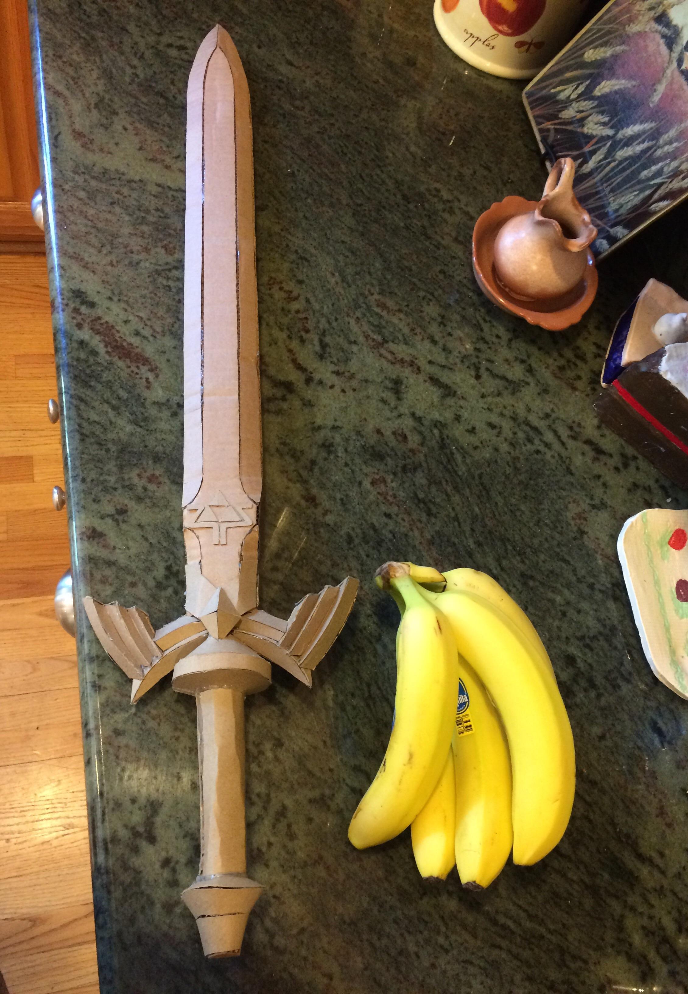Made the Master Sword out of cardboard! Bananas for scale. r/zelda