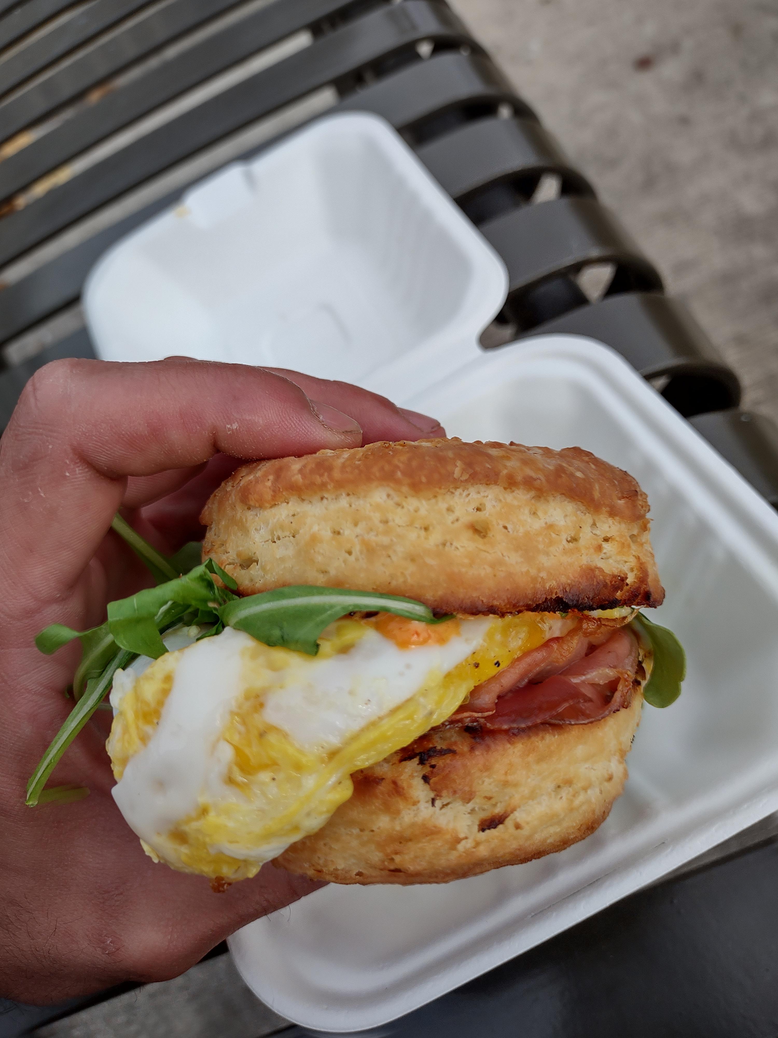 buttermilk biscuit, fried egg, prosciutto, arugula, manchego, mama lil