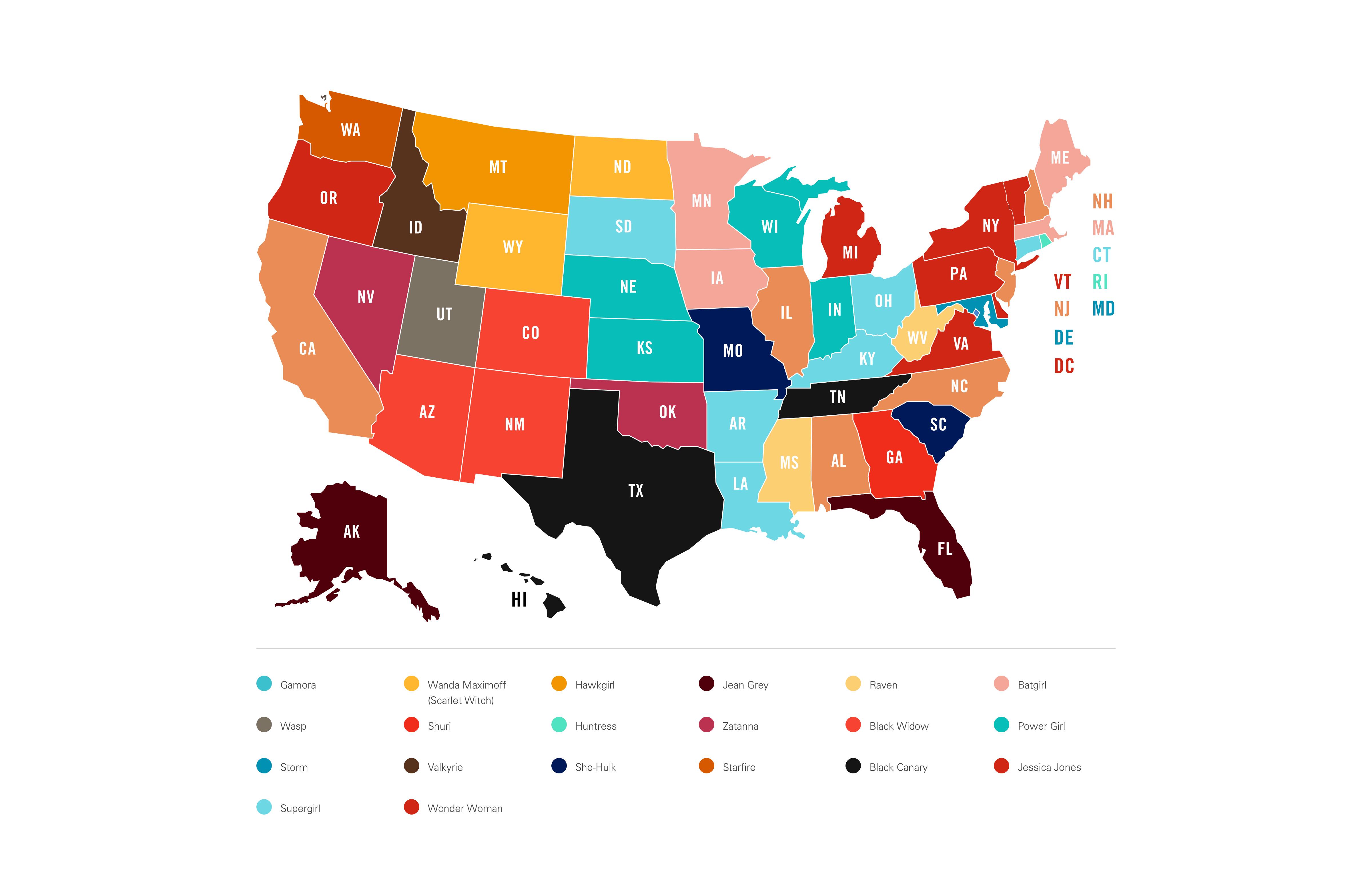 Each State’s Favorite Female Superhero r/dataisugly