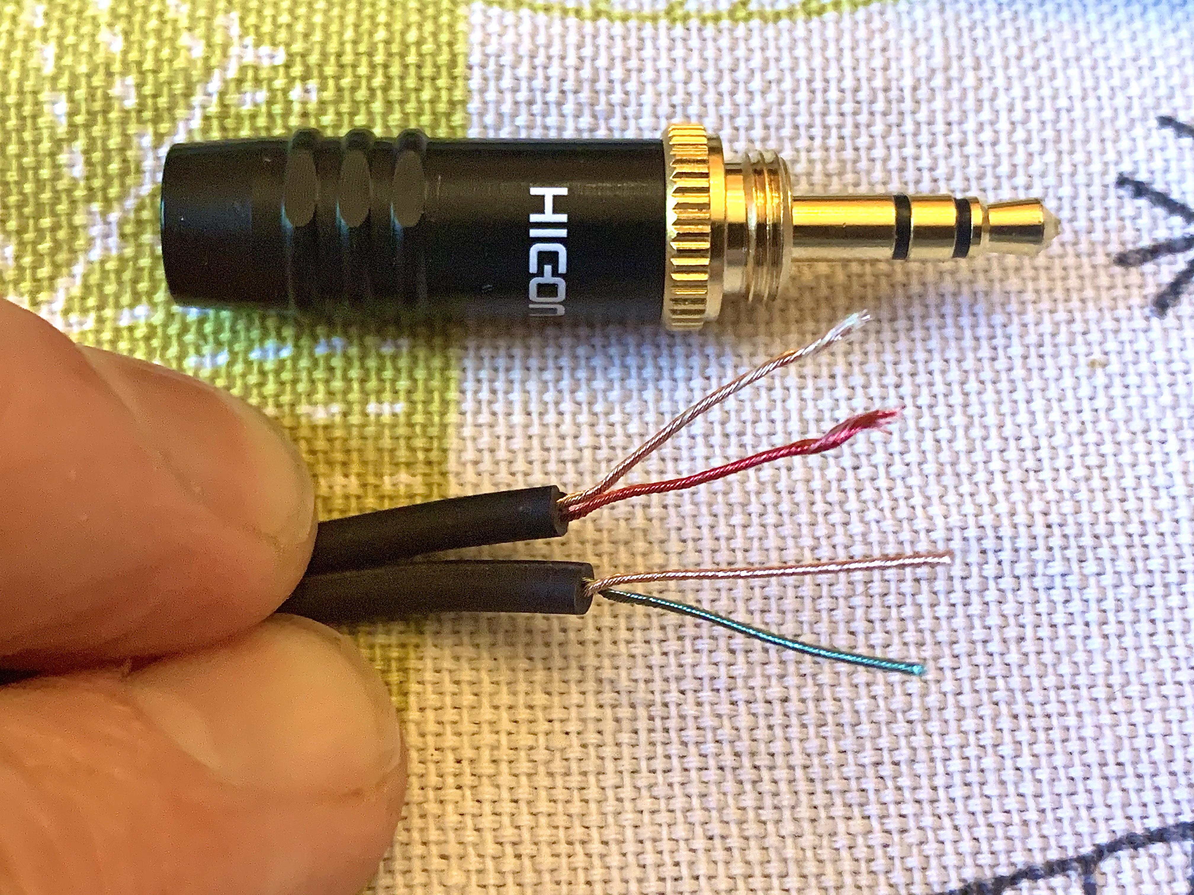 While repairing a Sennheiser headphone cable and found that the wires