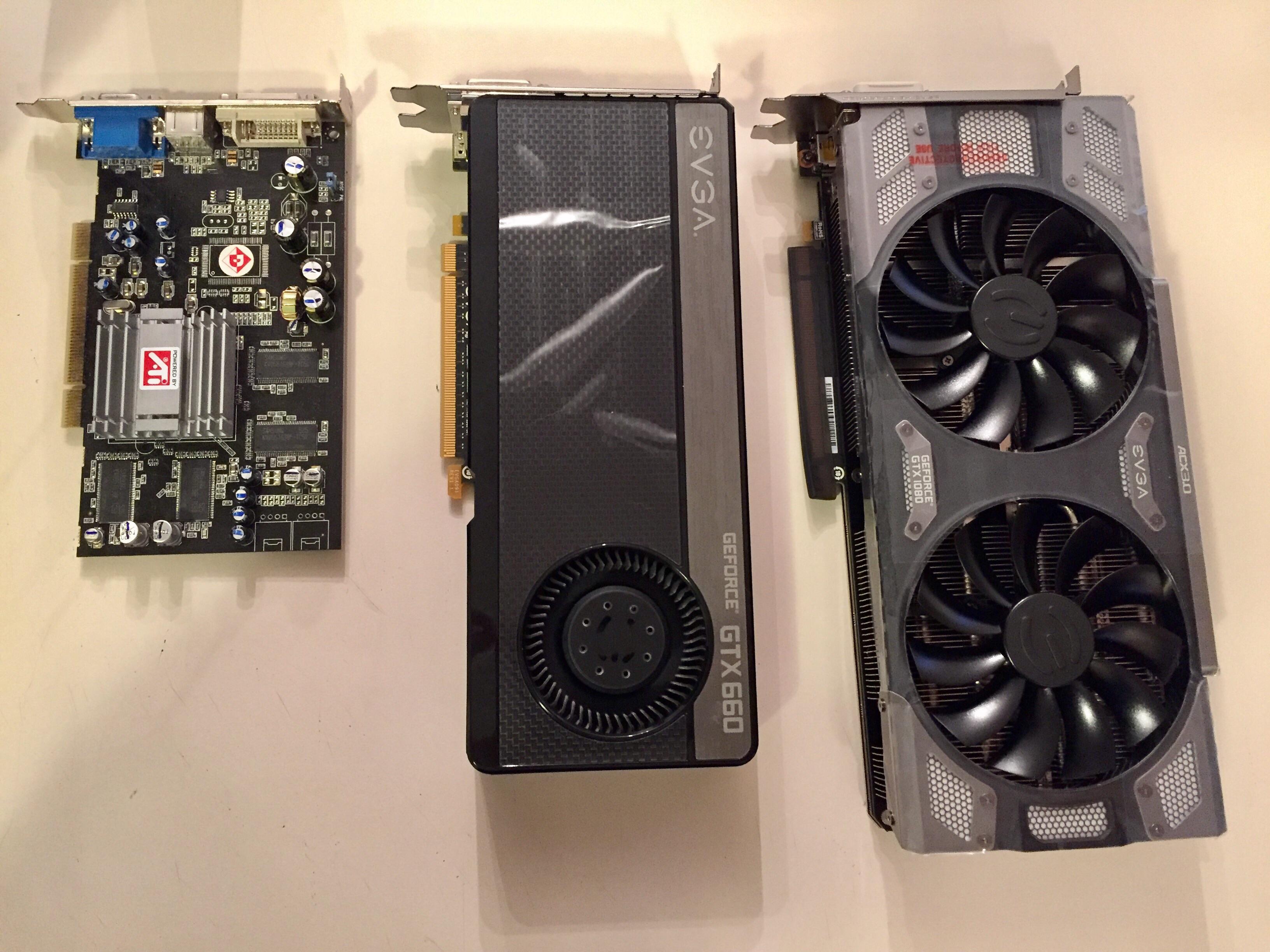 Behold, over 12 years of my graphics card evolution and ascension! r