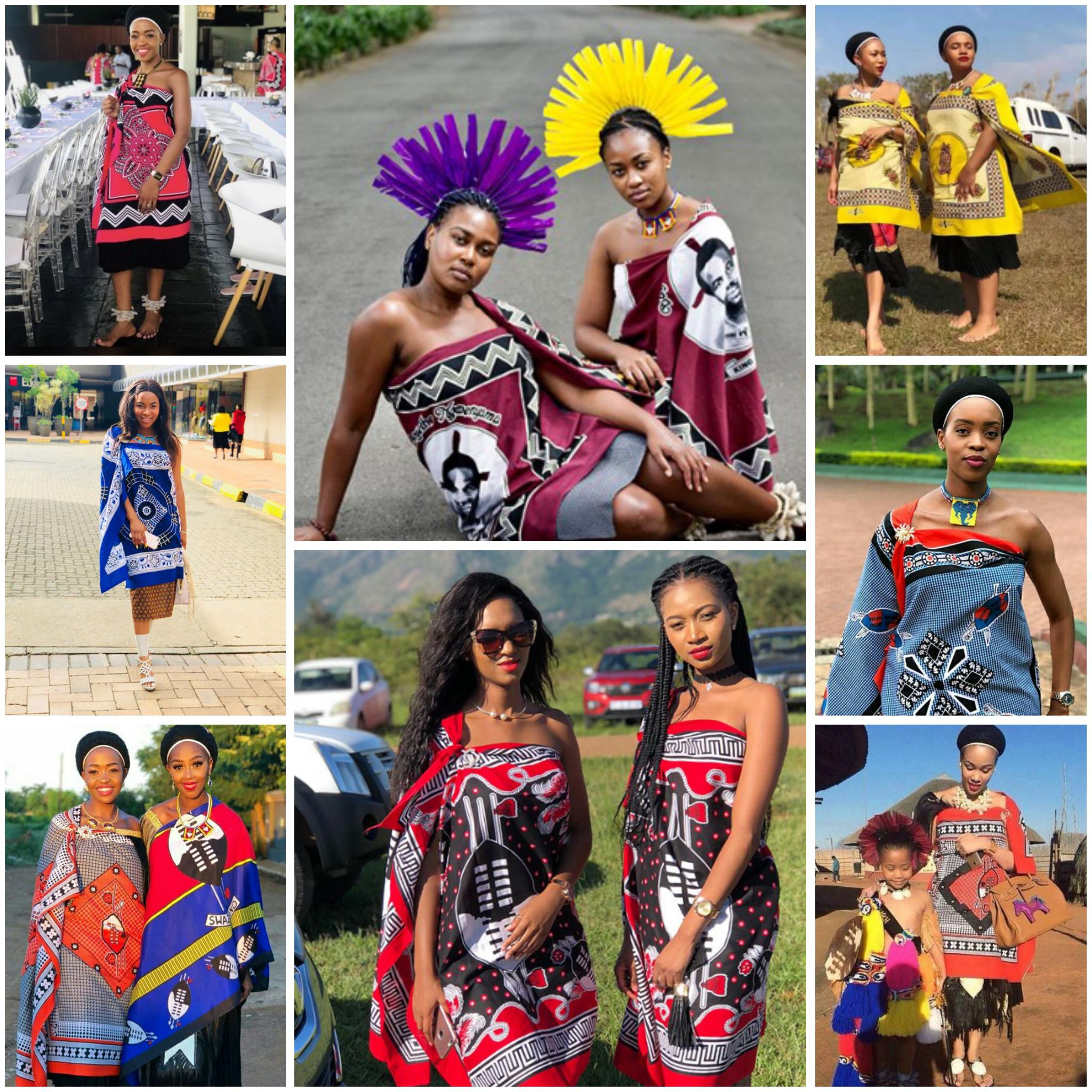 Traditional Slay Women of eSwatini, Southern Africa, wear variations