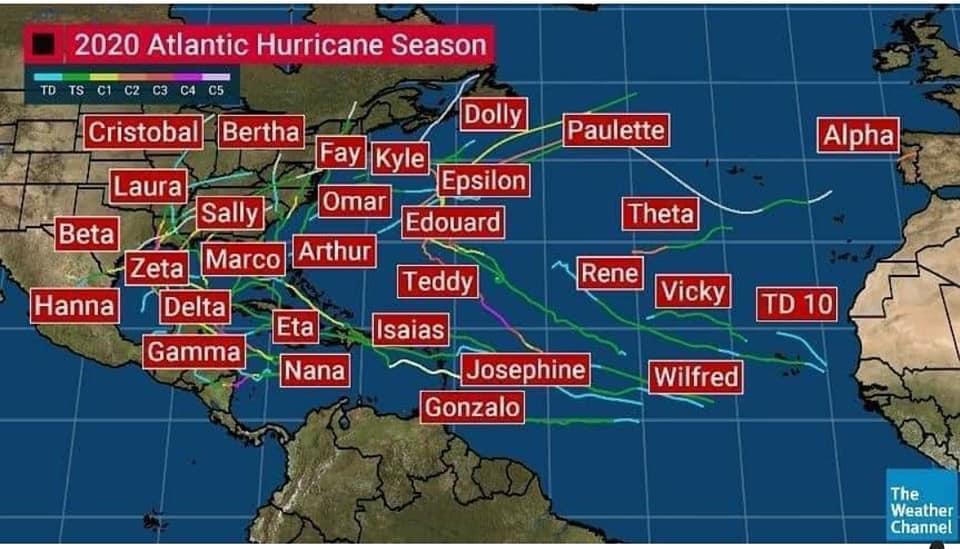 2020 Atlantic Hurricane Season (Arguably the worst ever) MapPorn