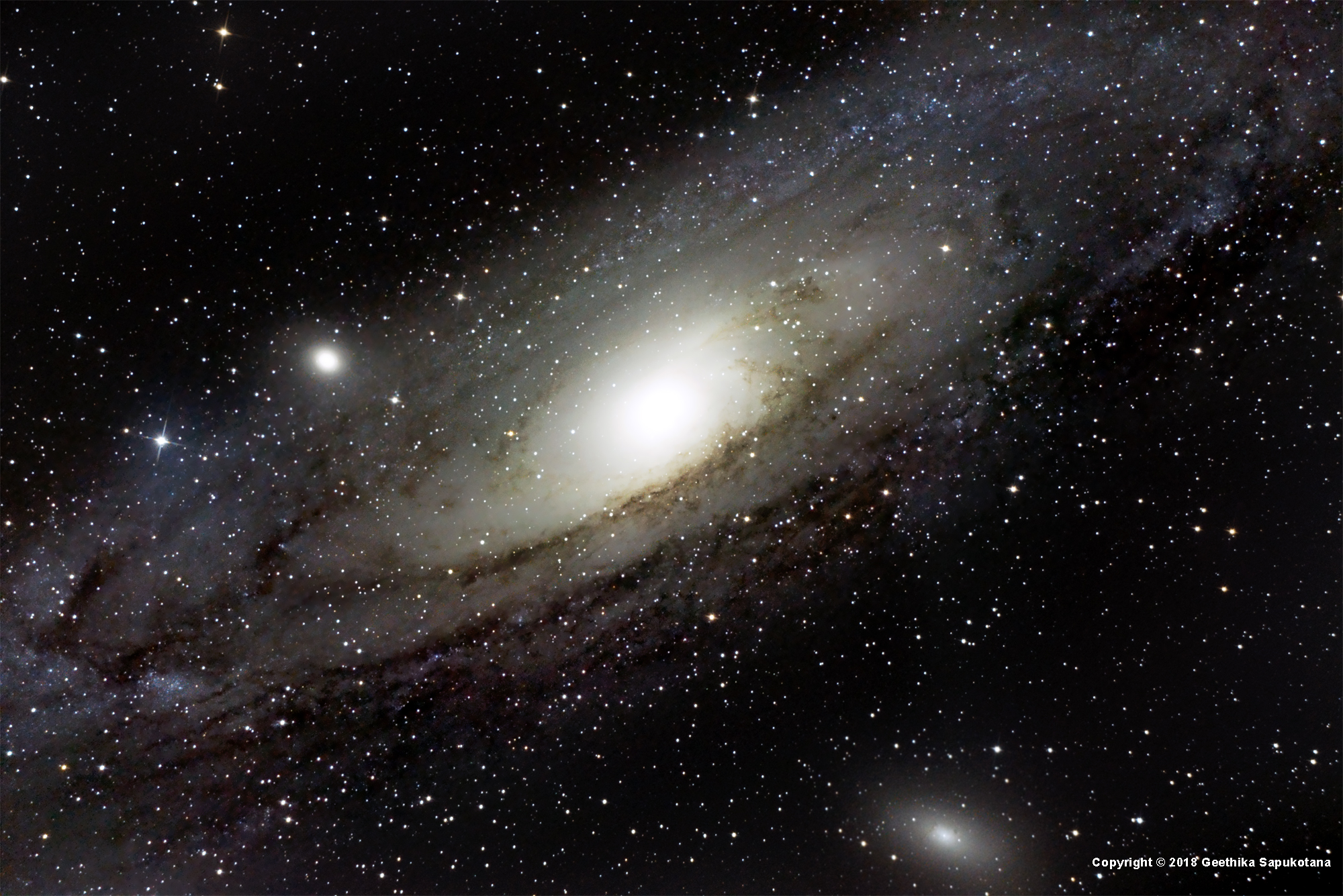 Andromeda Galaxy (M31, NGC 224) with its satellite dwarf galaxies M32