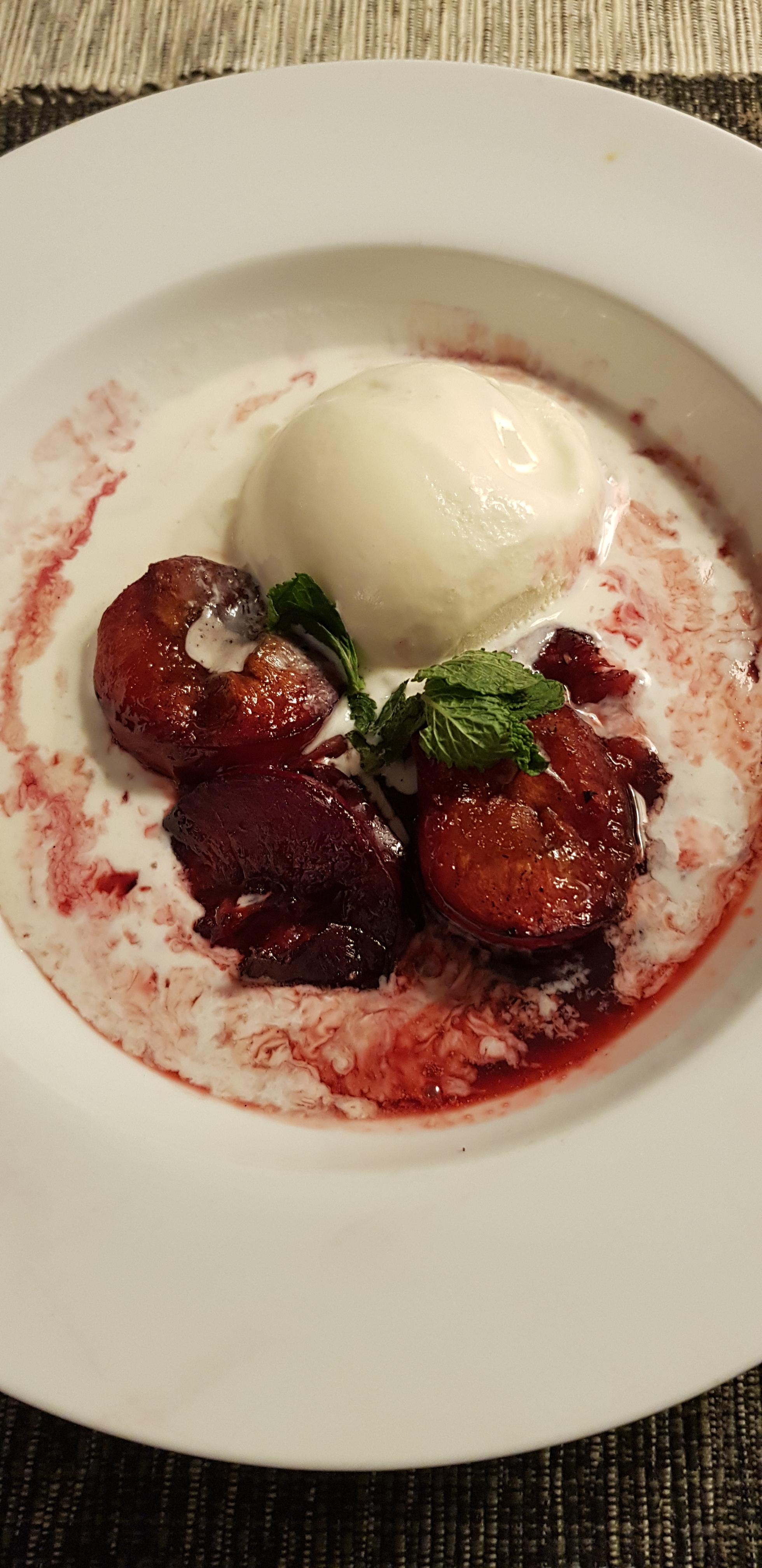 [I ate] Marsala poached plums with ice cream r/food