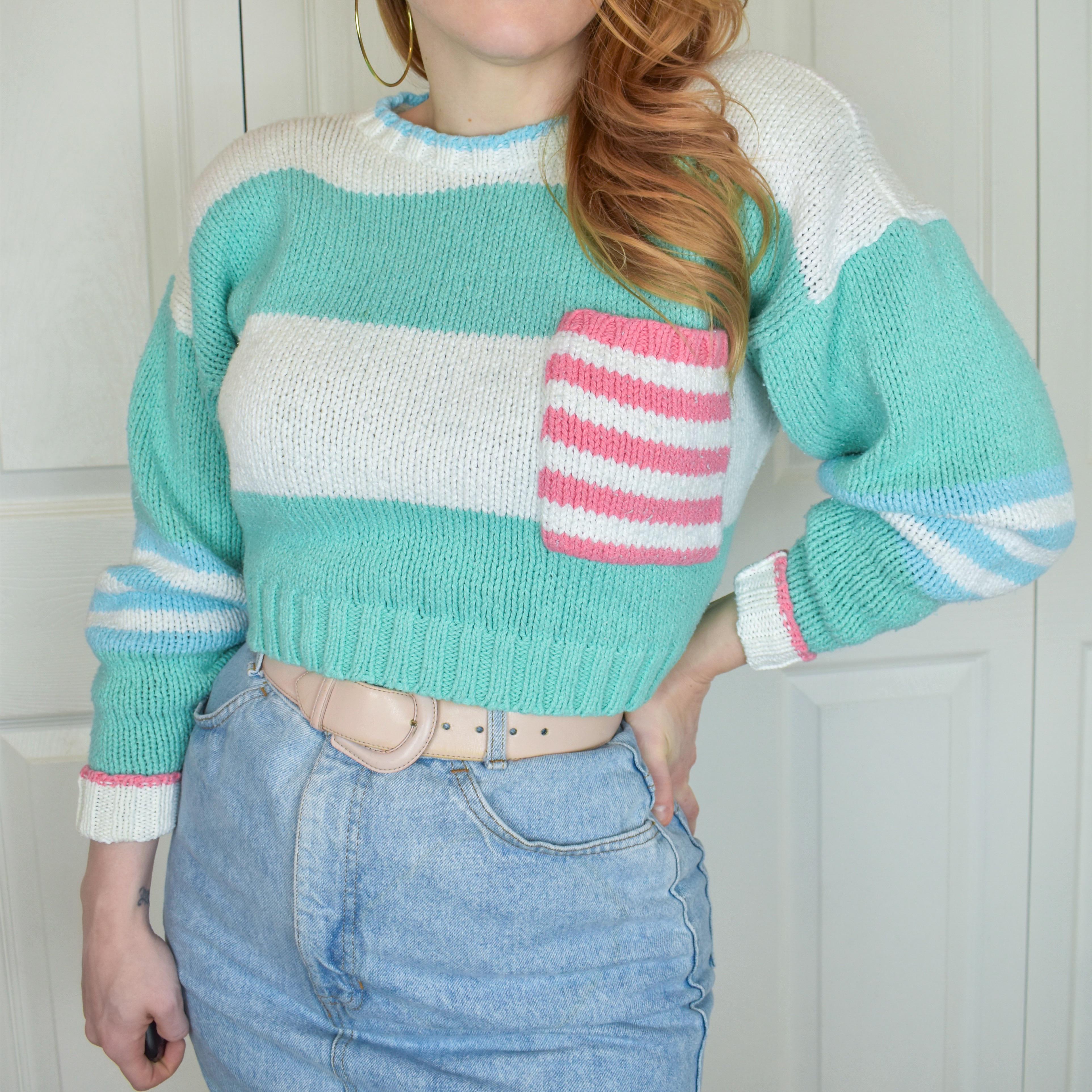 Cropped sweater and denim mini skirt both thrifted r/ThriftStoreHauls