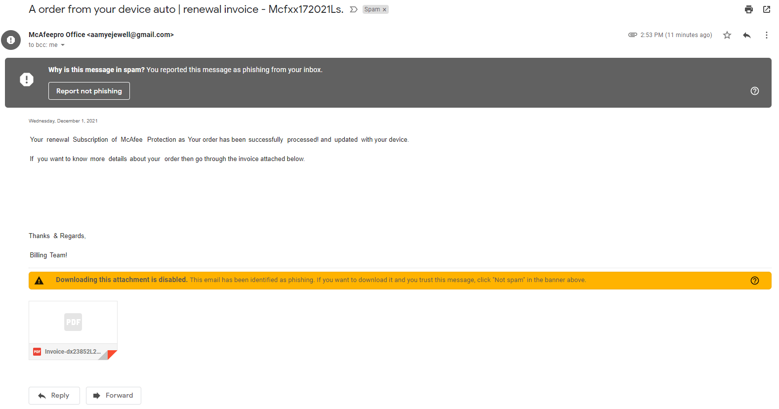Watch out for this one that made it past Gmail's filters, the phishing