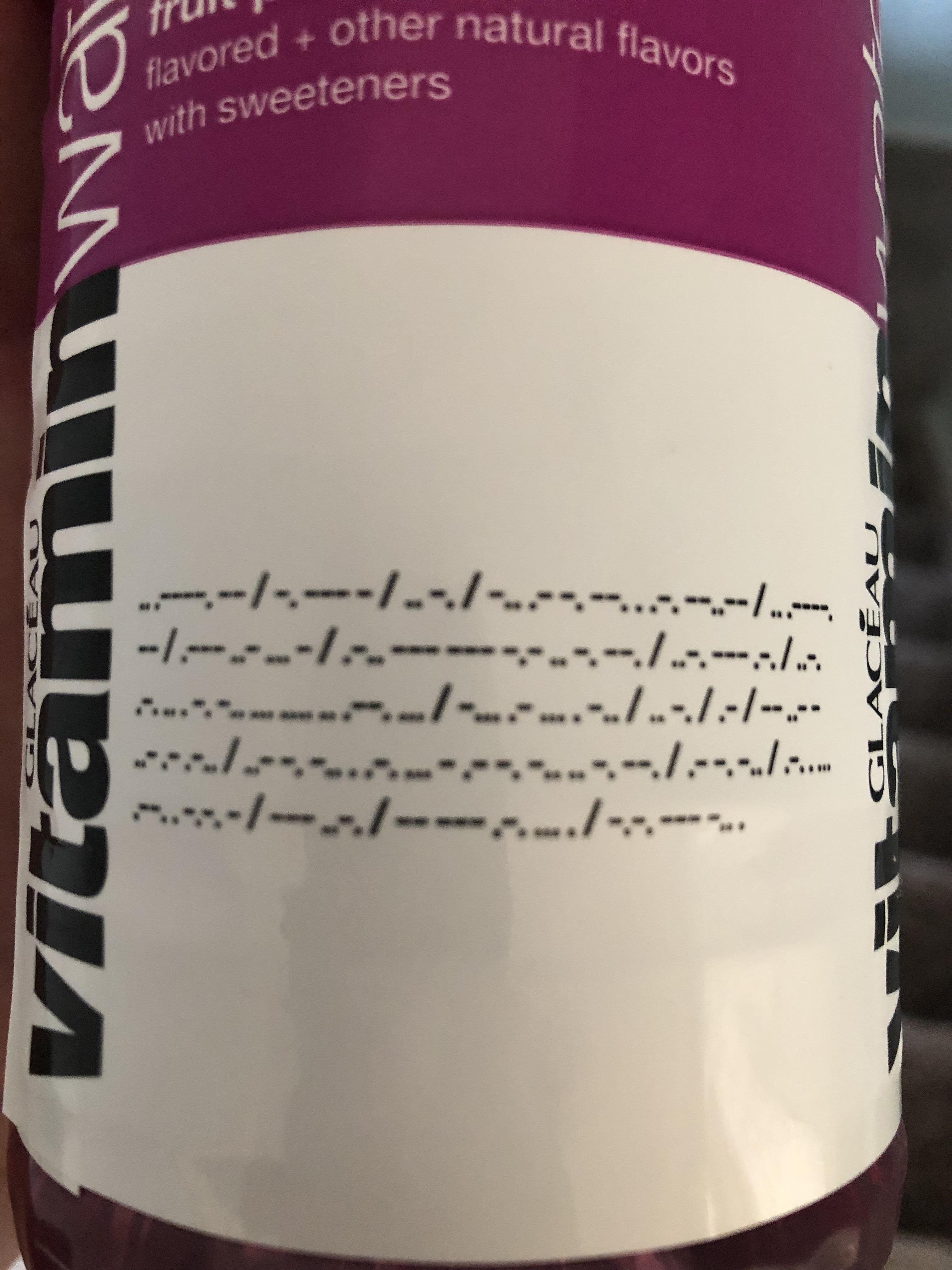Vitamin Water Revive Label Morse Code
