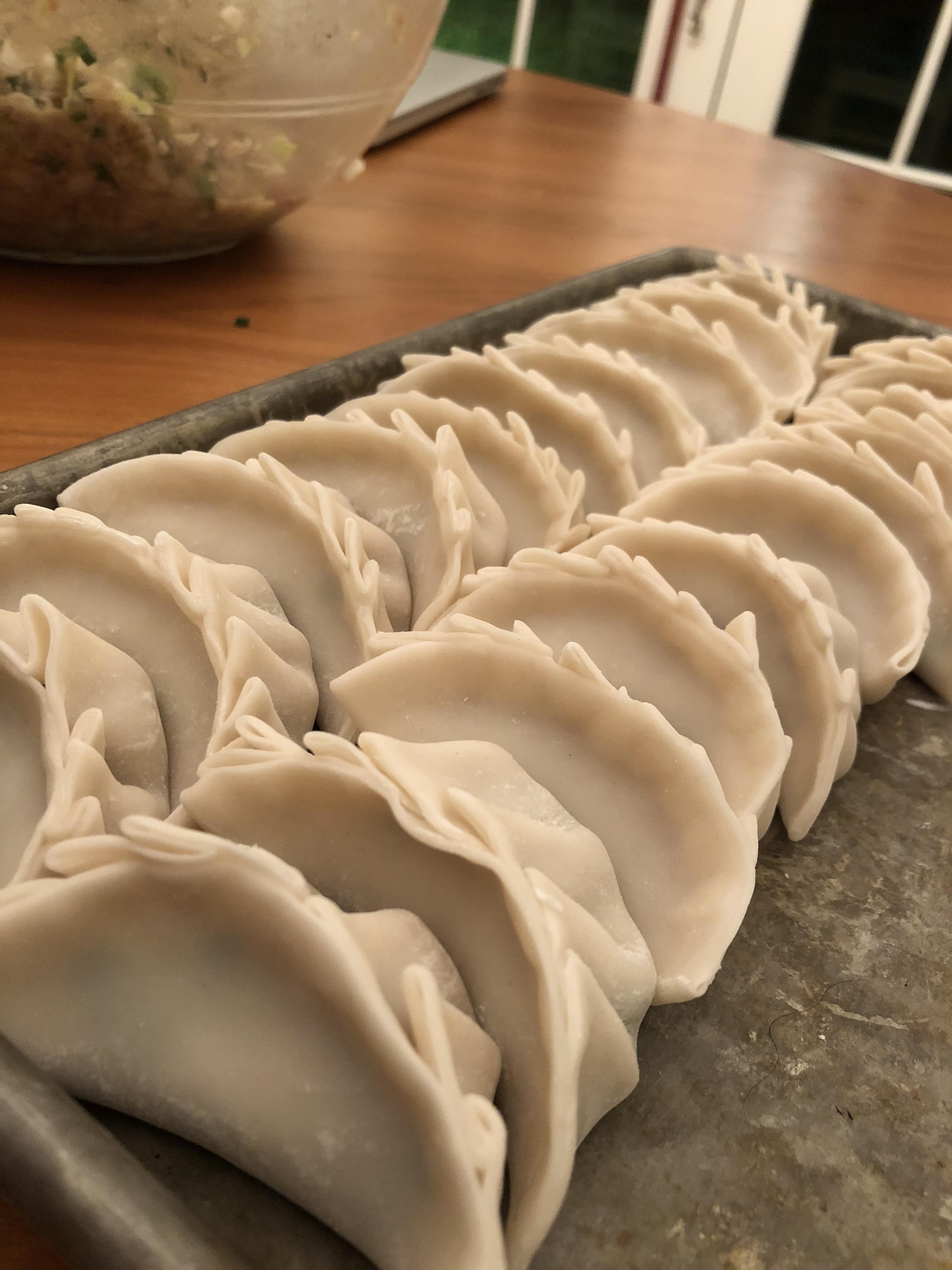 Making and freezing potstickers for quick meals when I get home late