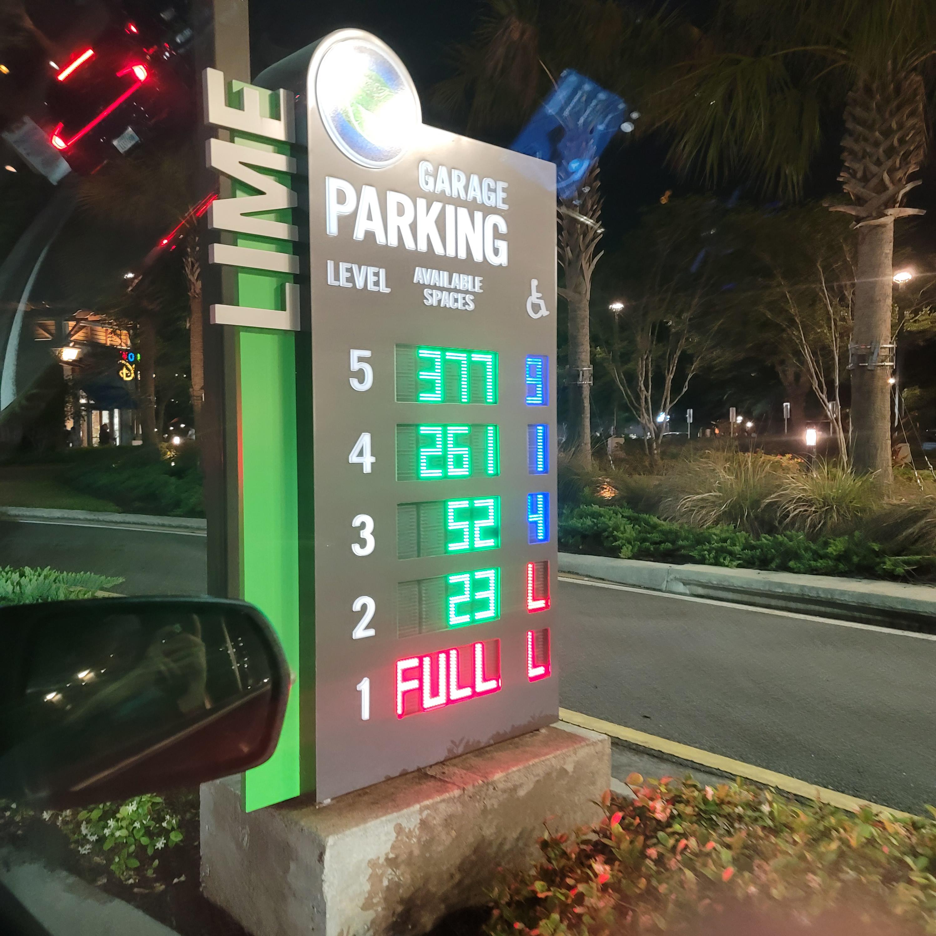 Parking Garages at Disney Springs keep count of the amount of free