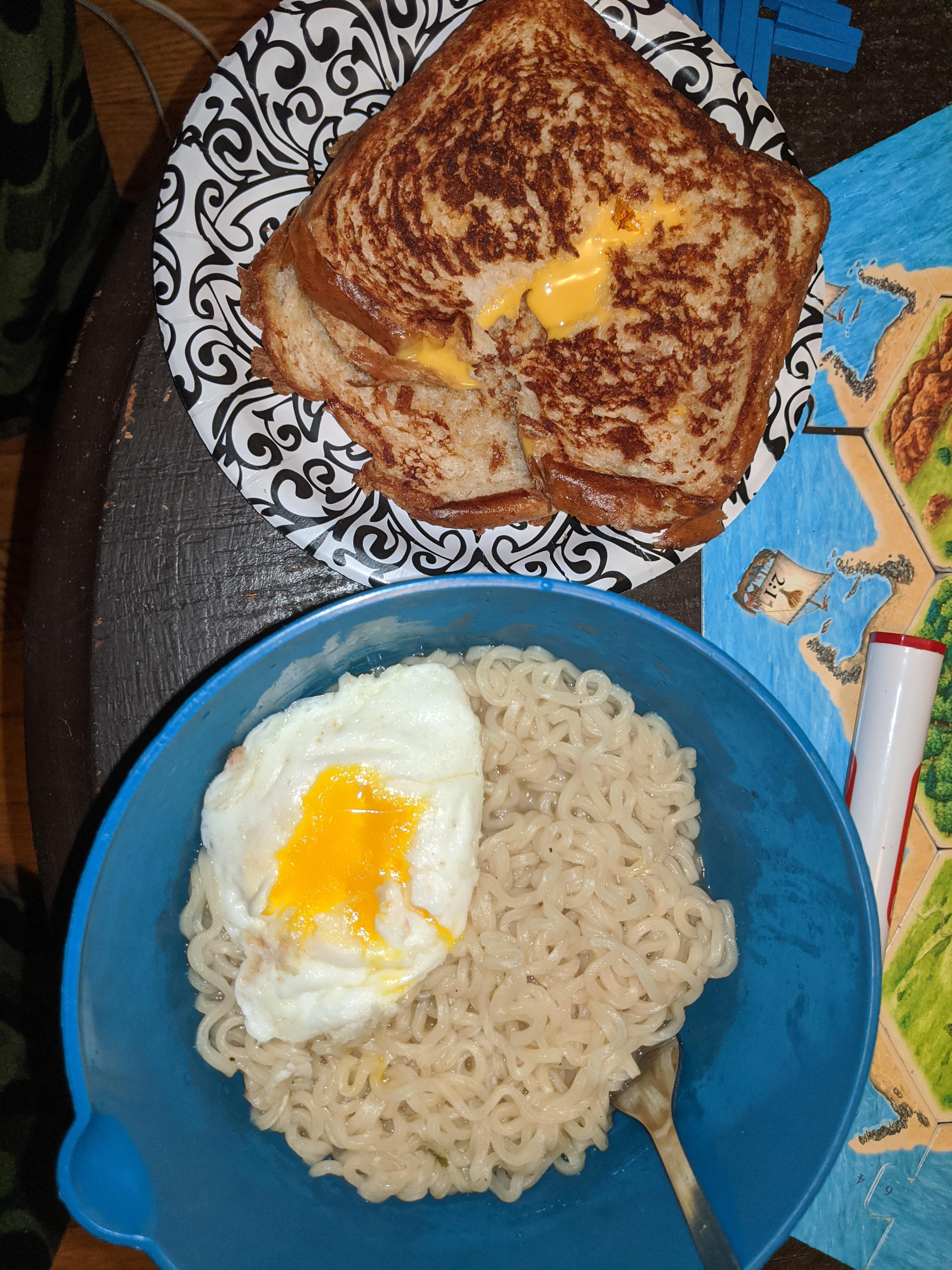 Sharp cheddar with some ‘fancy’ ramen Grilled Cheese Chirps