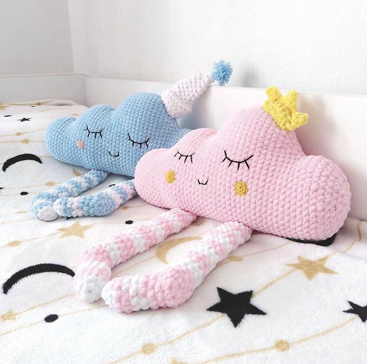 Nursery decoration crochet pillows for my children. Just finished them
