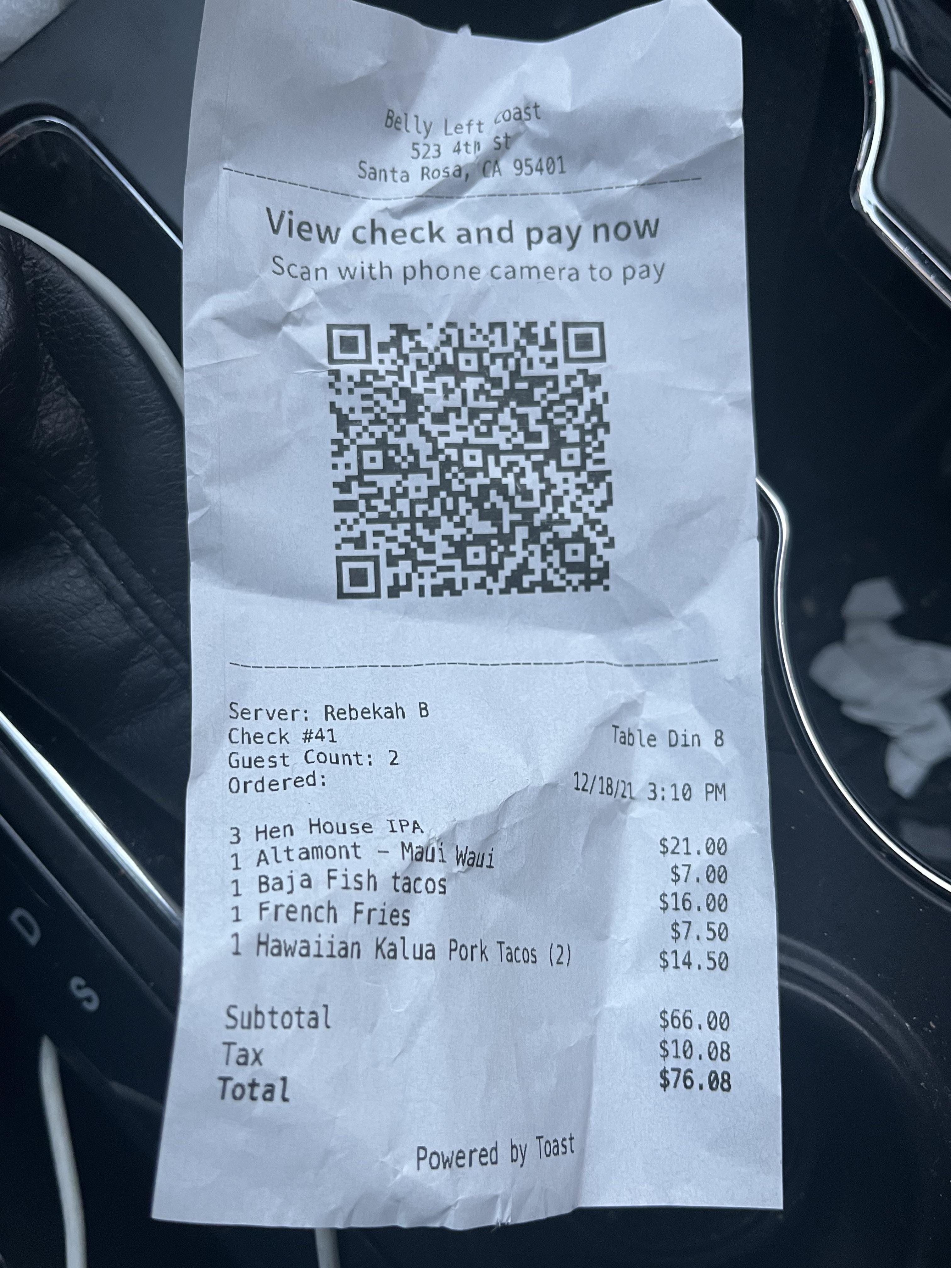 Be careful of Belly Left Coast Kitchen. They are charging over 15 in