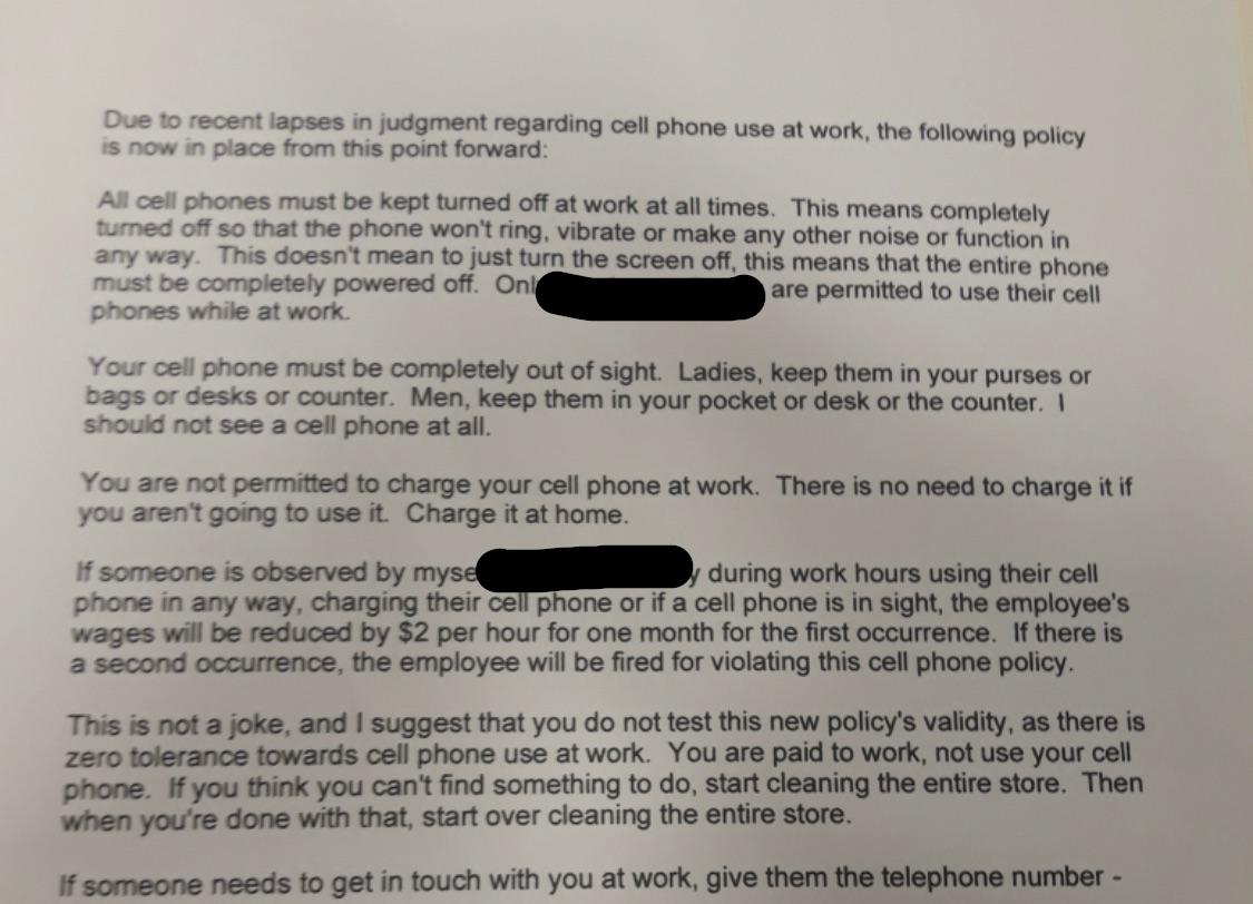 No Cell Phone Policy