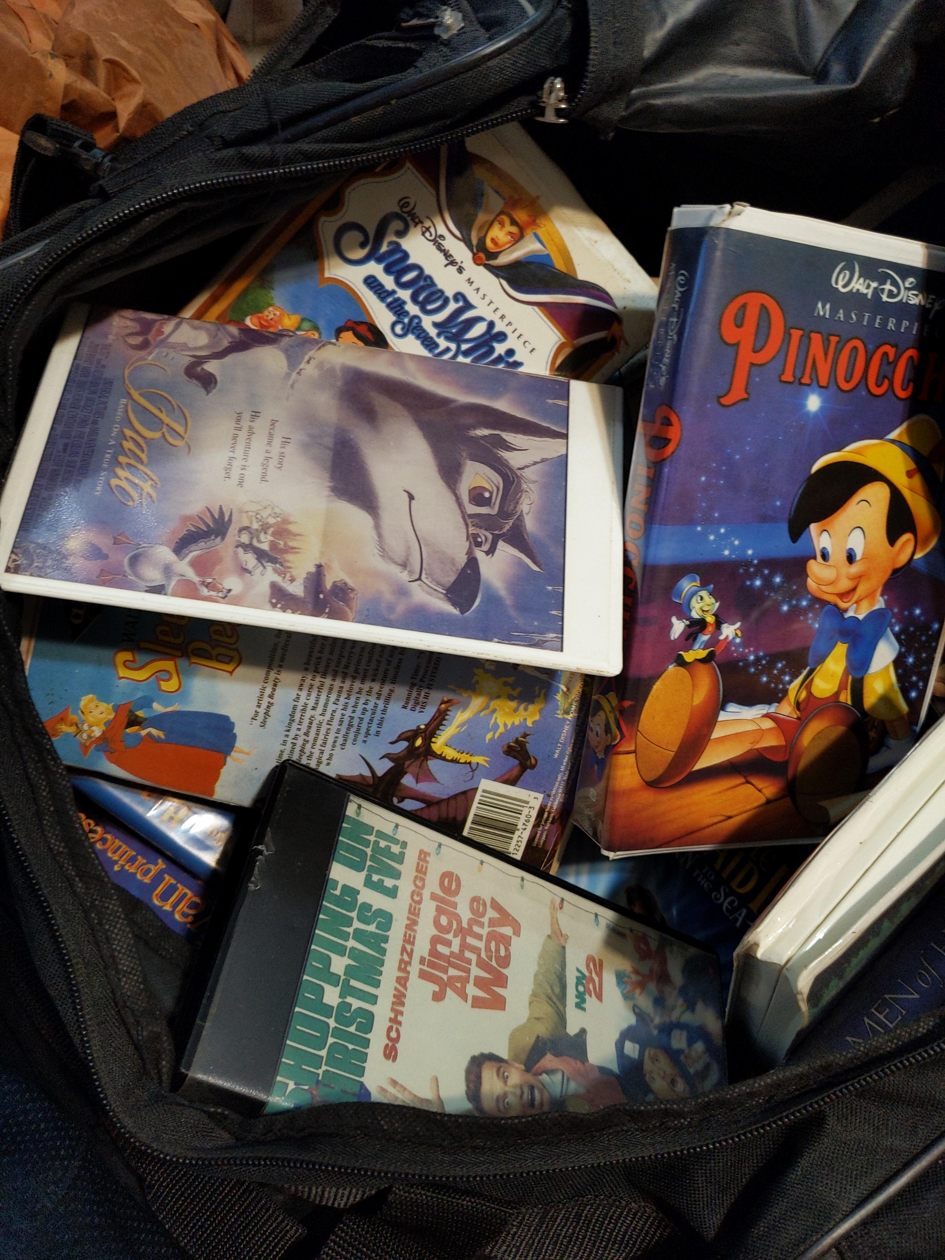 Found a duffle bag full of bootleg VHS tapes . I can't sell them but it