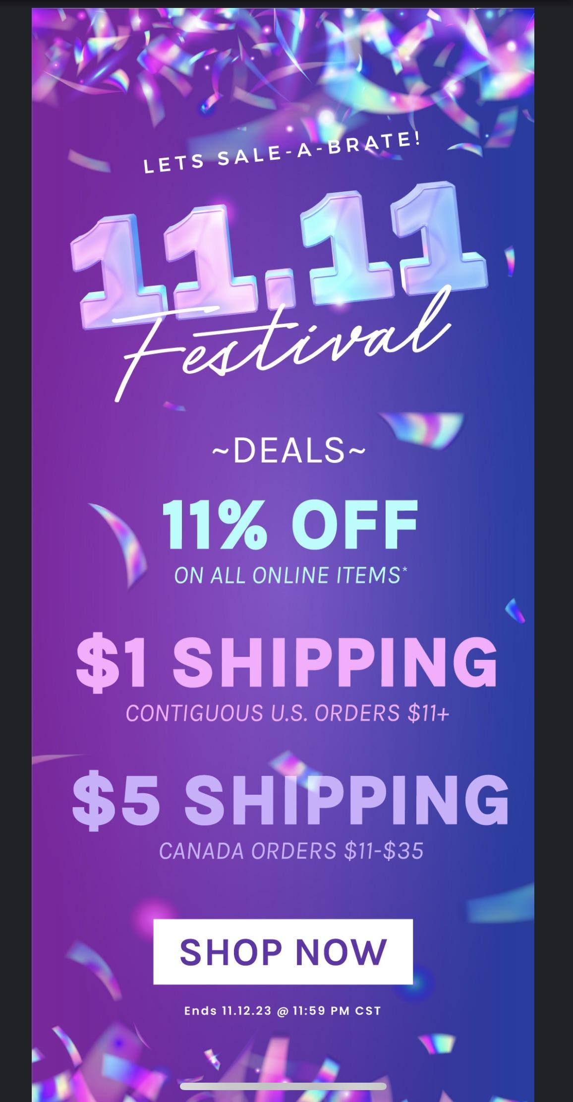 ShopMissA 11 off sitewide, 1 US shipping on orders 11+, 5 CAN shipping on orders 1135 r