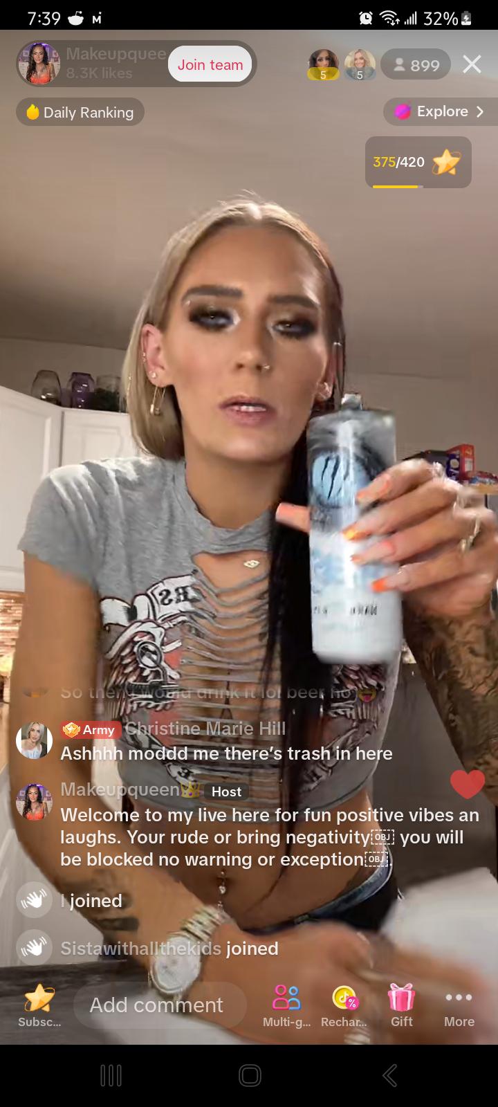 Stupid cunt does a taste test live with everything going on!!! She