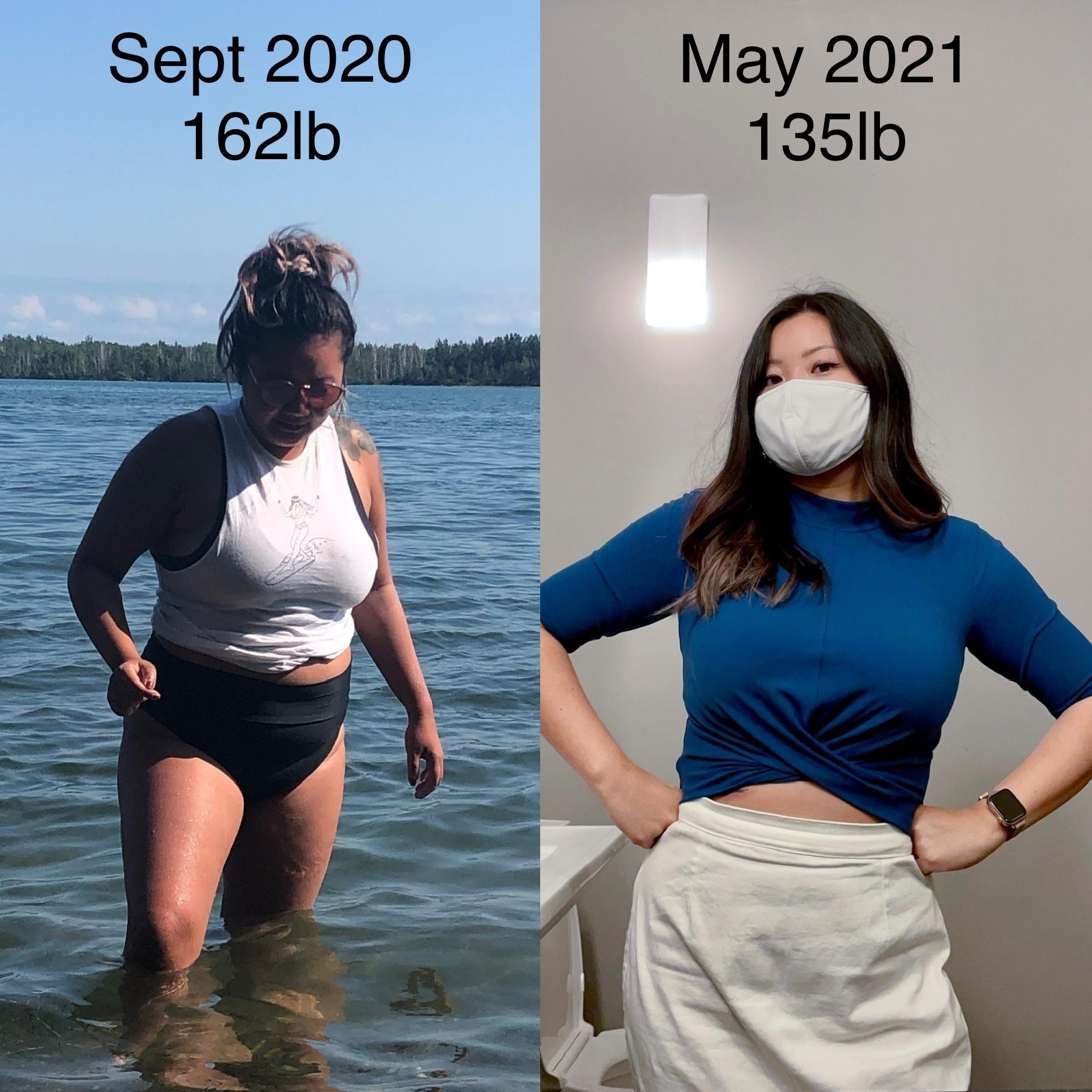 F/31/5’2 [162lbs > 135lbs = 27lbs] finally a “normal BMI” since I can