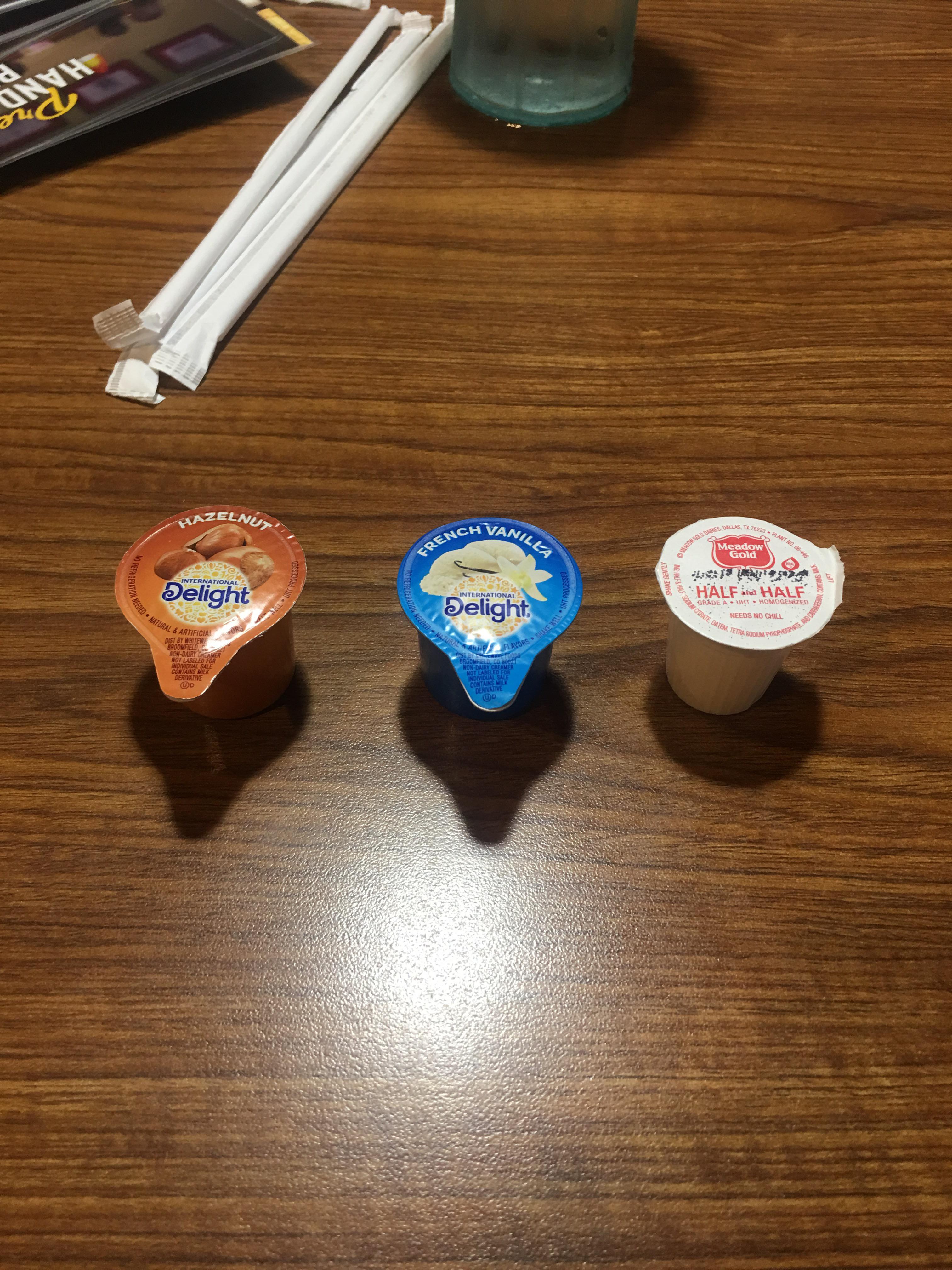 Coffee creamers (consumable) each cup gives +10 HP, hazelnut gives +5
