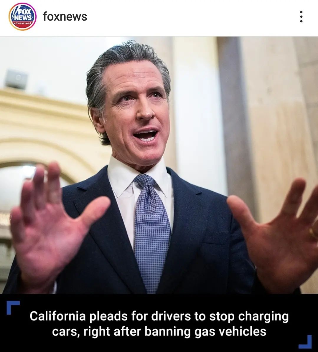 According to FoxNews, Cali Banned Gas Vehicles. r/usa